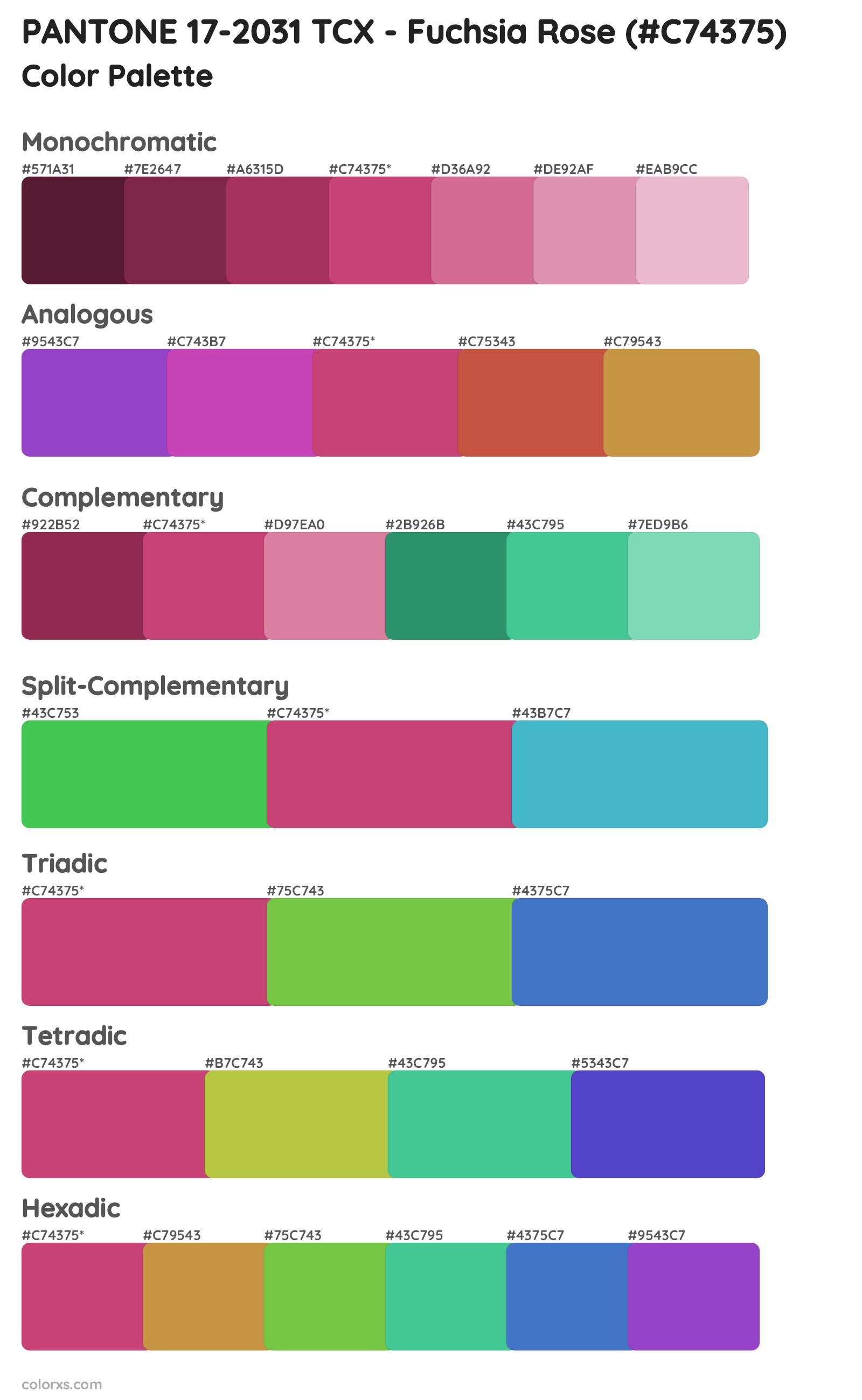 PANTONE 17-2031 TCX - Fuchsia Rose Color Scheme Palettes