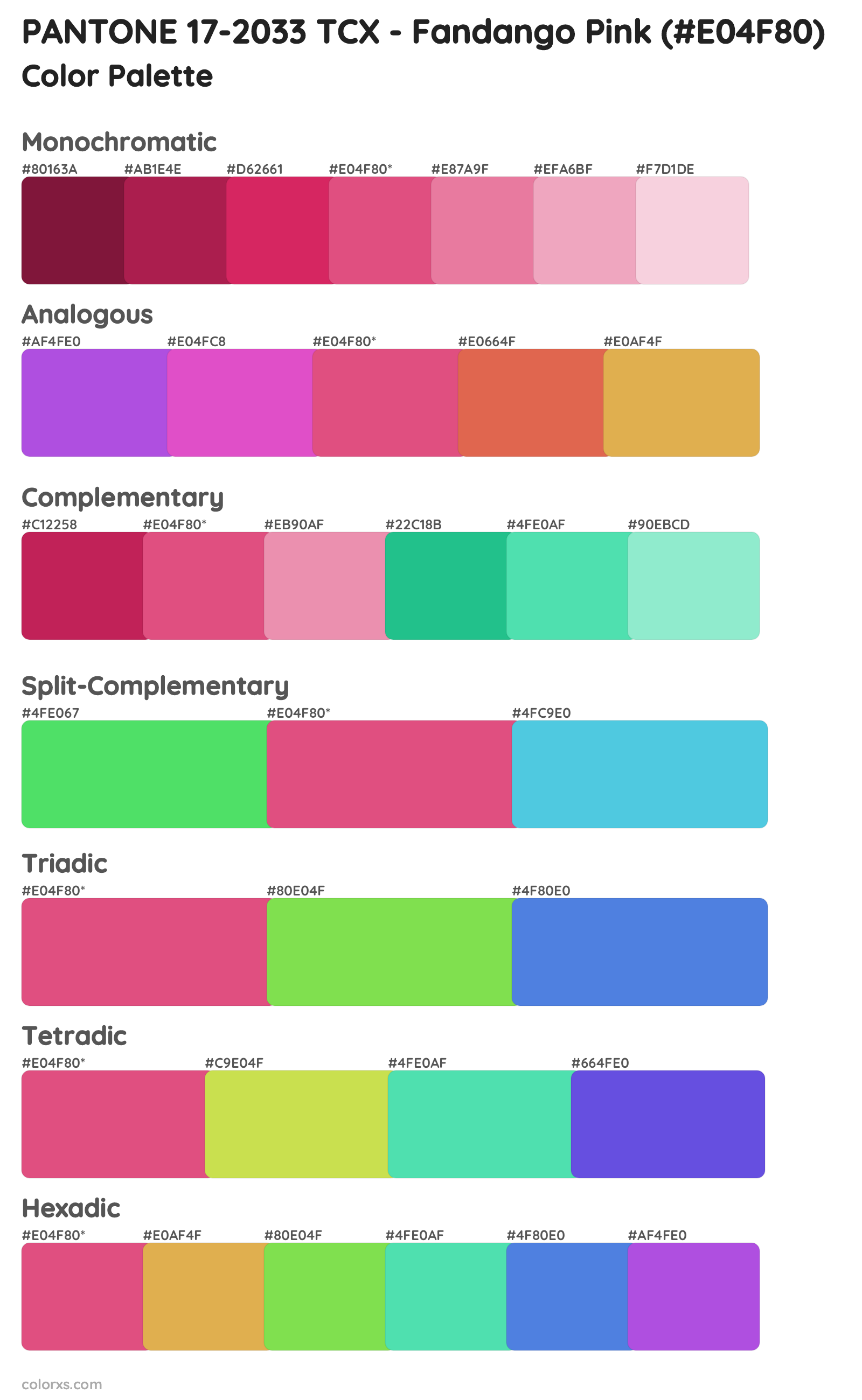 PANTONE 17-2033 TCX - Fandango Pink Color Scheme Palettes