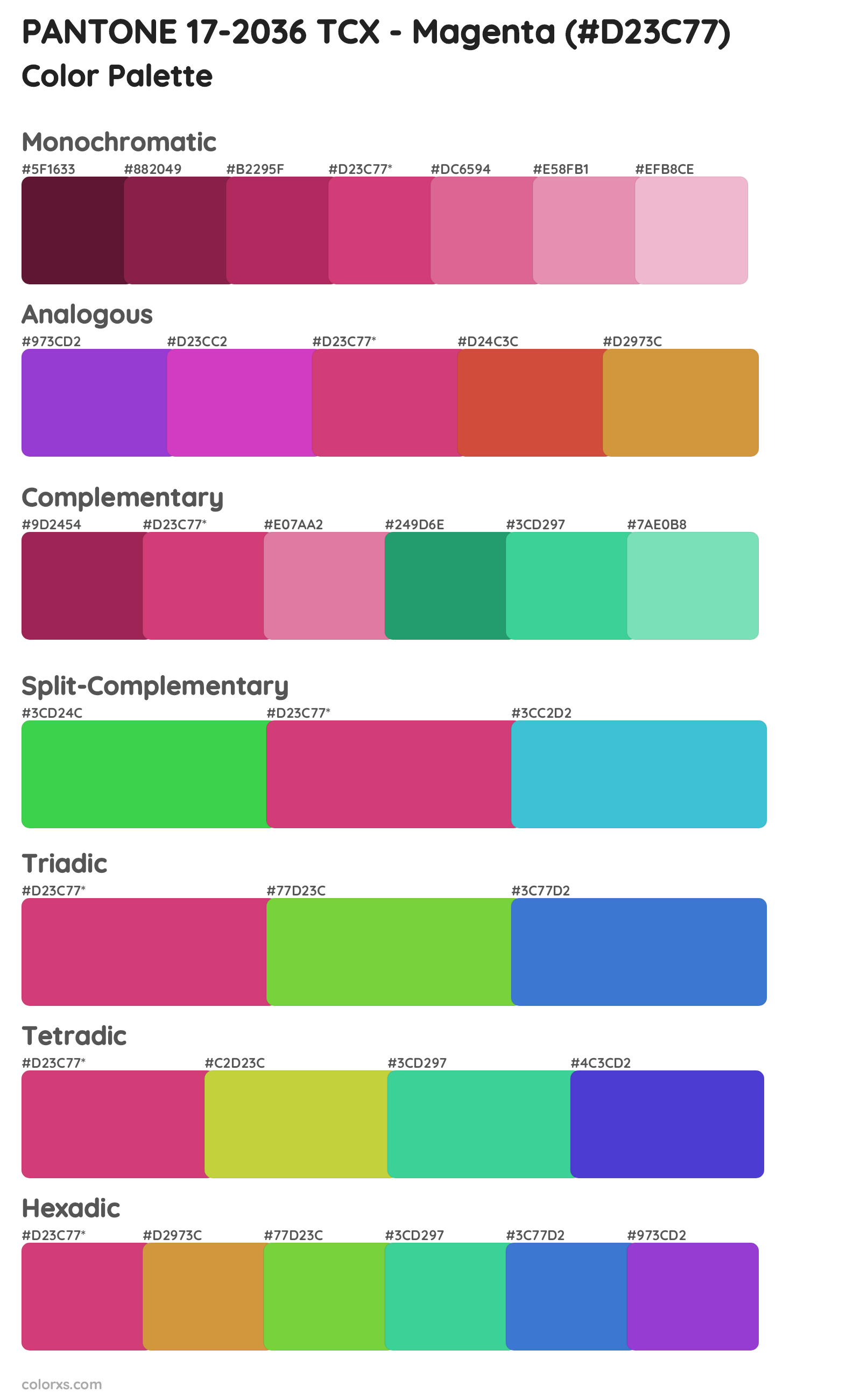 PANTONE 17-2036 TCX - Magenta Color Scheme Palettes