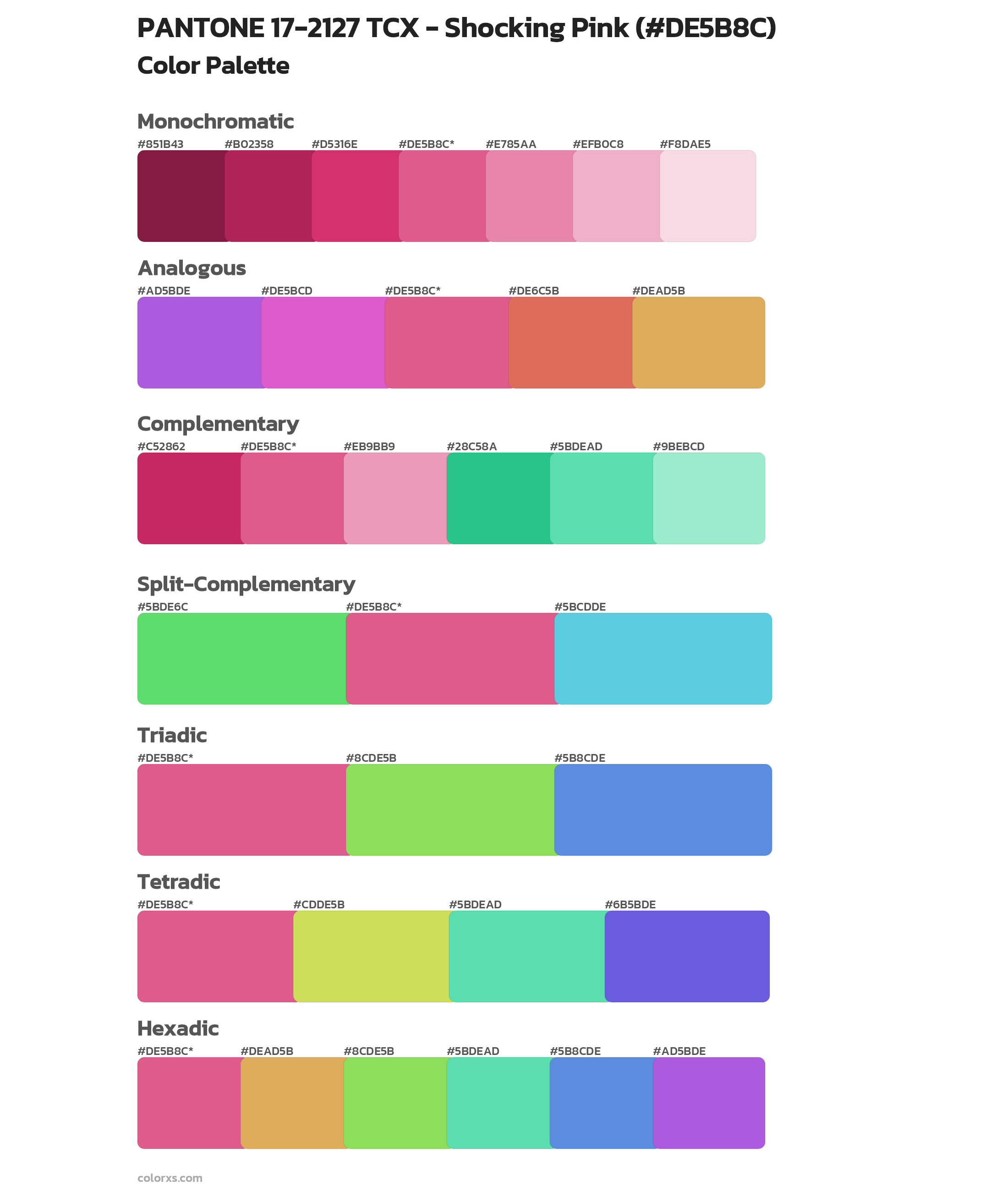 PANTONE 17-2127 TCX - Shocking Pink Color Scheme Palettes