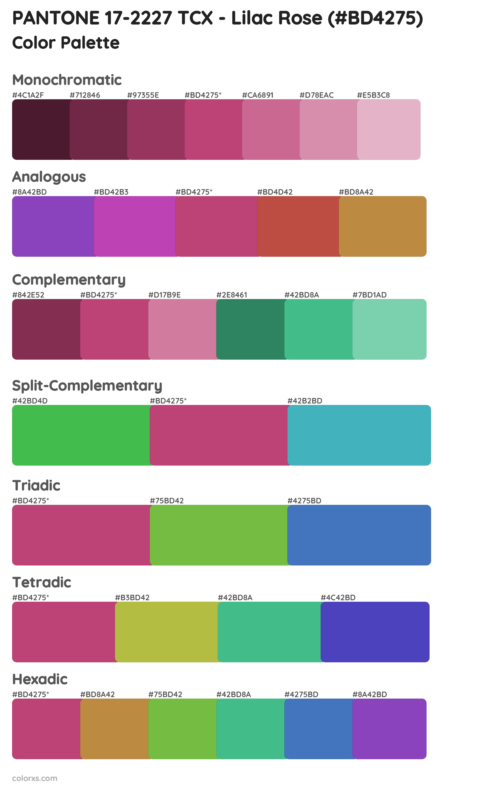 PANTONE 17-2227 TCX - Lilac Rose Color Scheme Palettes