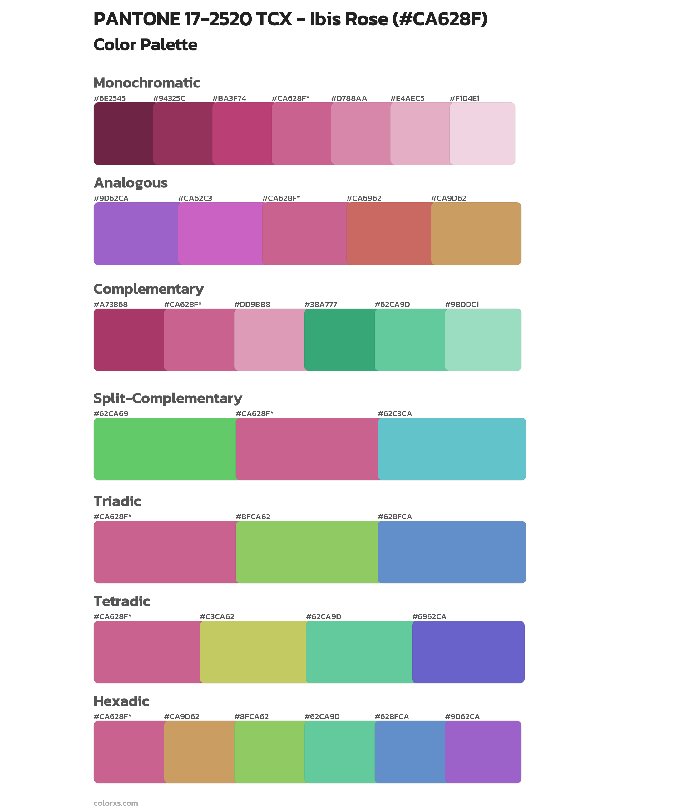 PANTONE 17-2520 TCX - Ibis Rose Color Scheme Palettes