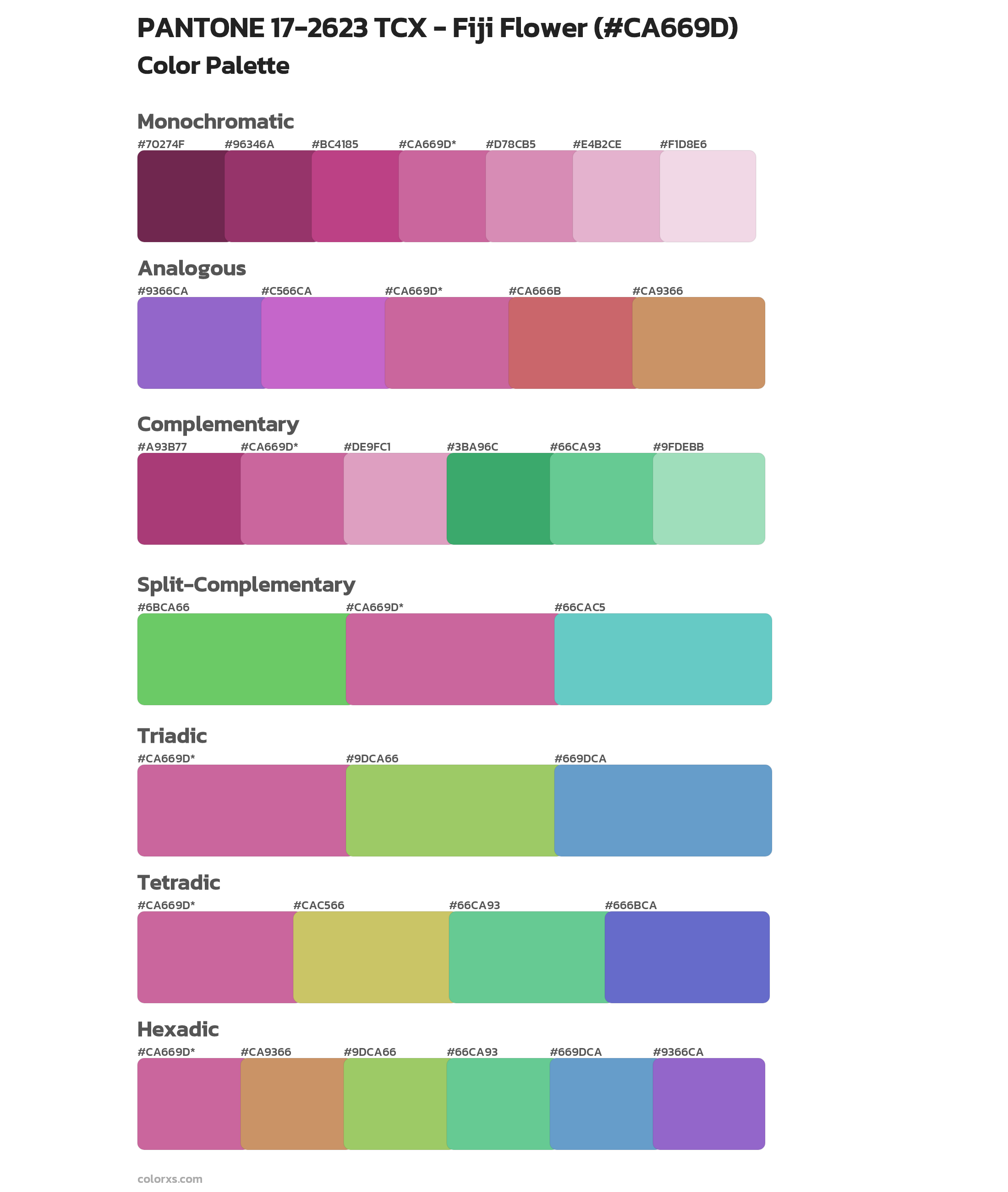 PANTONE 17-2623 TCX - Fiji Flower Color Scheme Palettes