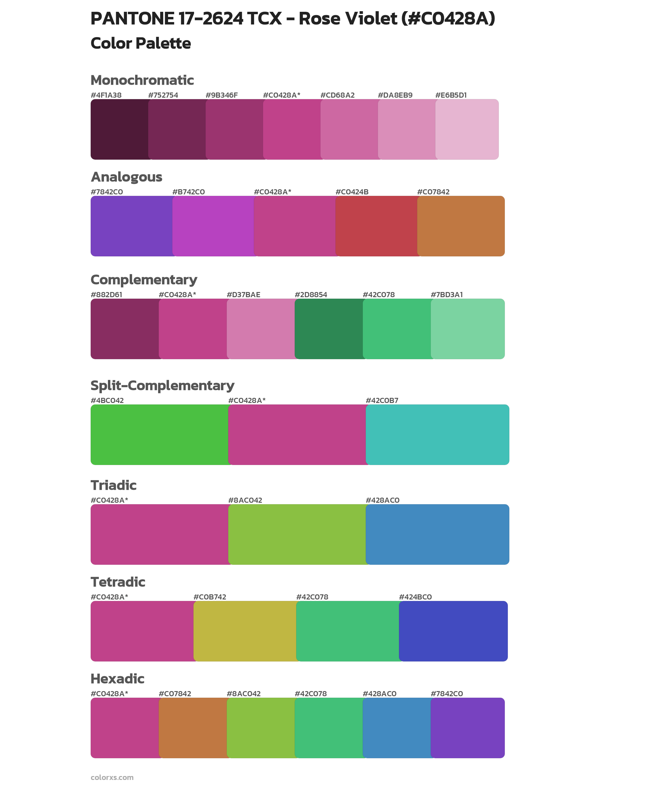 PANTONE 17-2624 TCX - Rose Violet Color Scheme Palettes