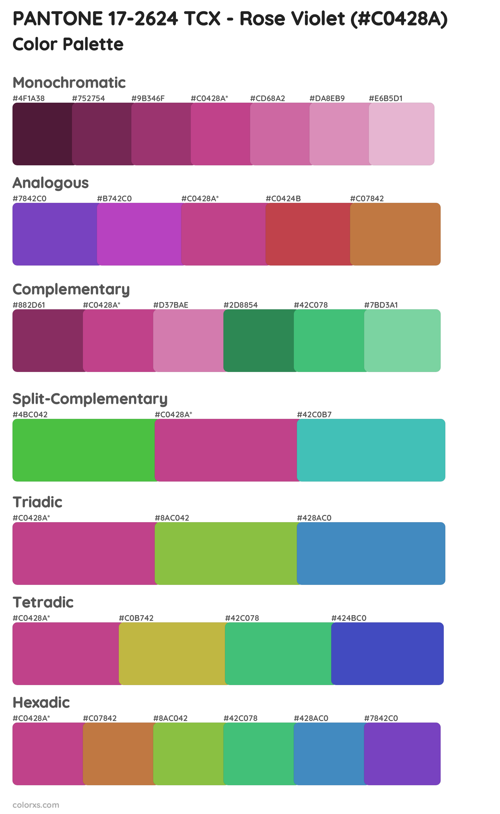 PANTONE 17-2624 TCX - Rose Violet Color Scheme Palettes