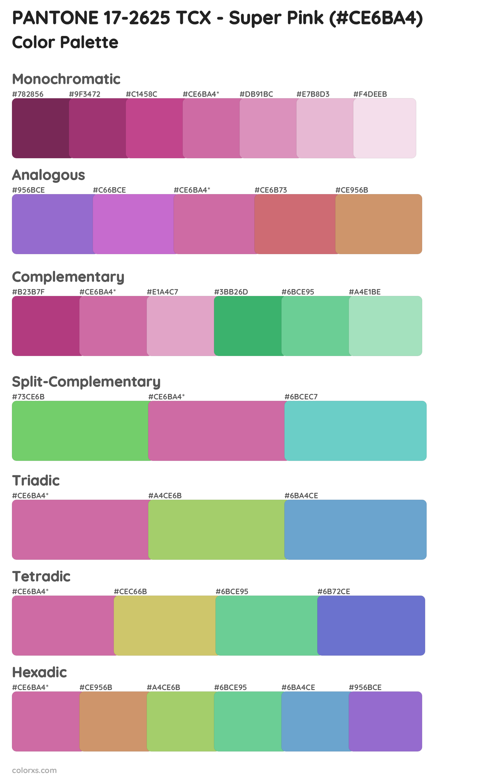 PANTONE 17-2625 TCX - Super Pink Color Scheme Palettes
