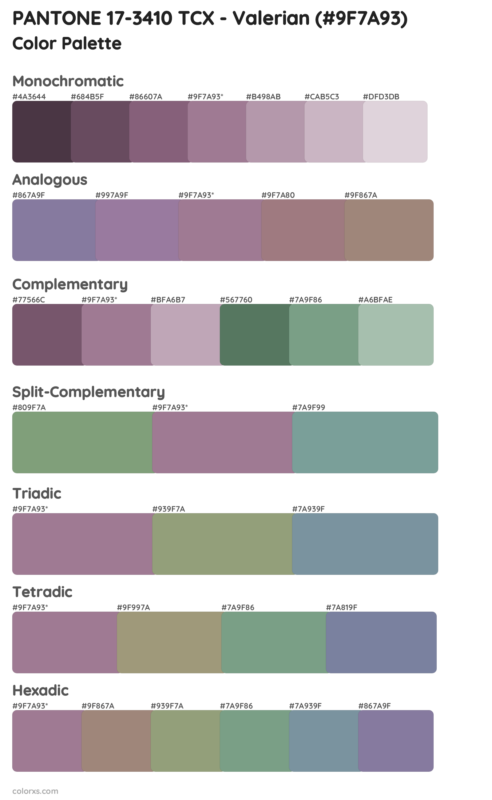 PANTONE 17-3410 TCX - Valerian Color Scheme Palettes