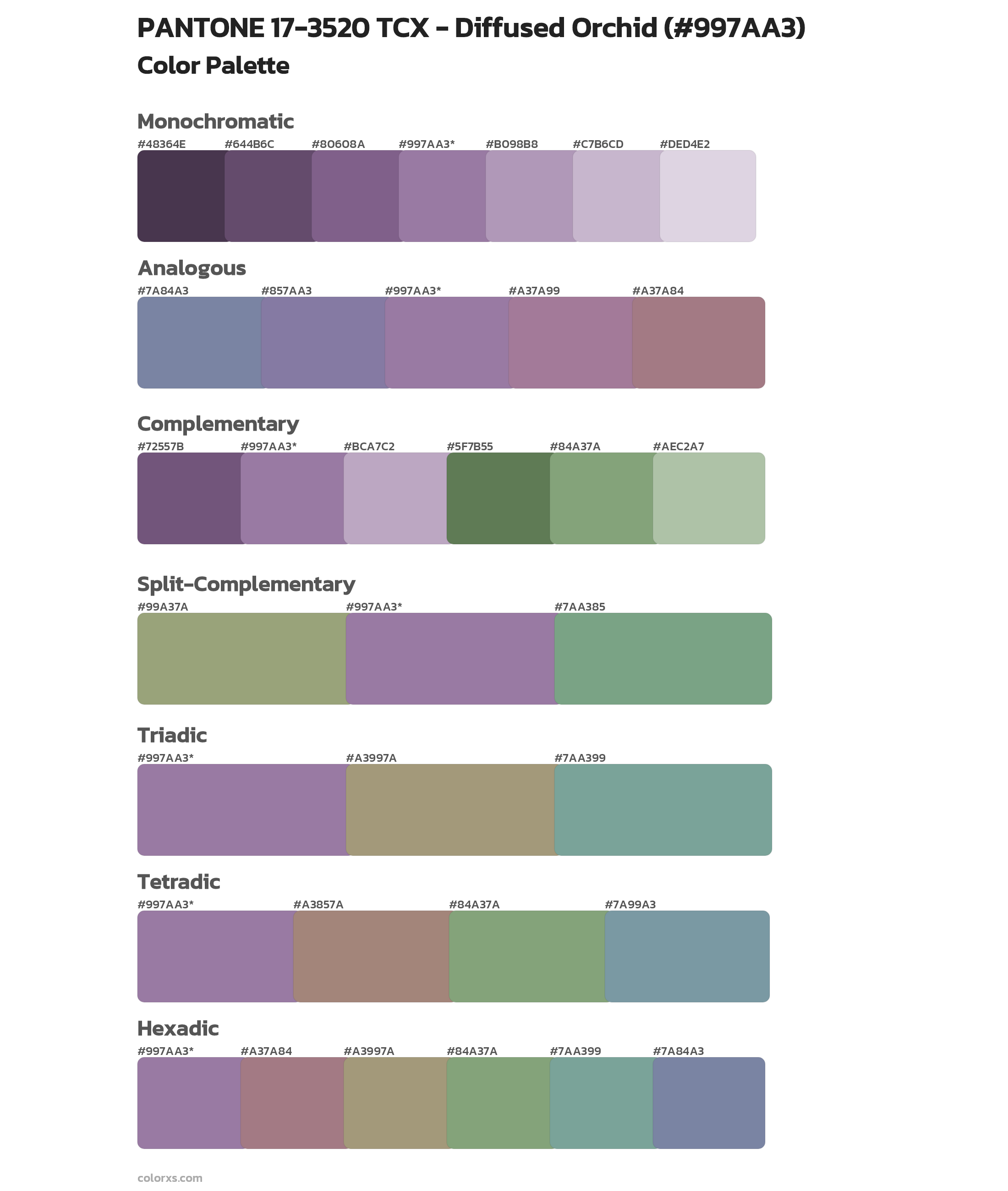 PANTONE 17-3520 TCX - Diffused Orchid Color Scheme Palettes