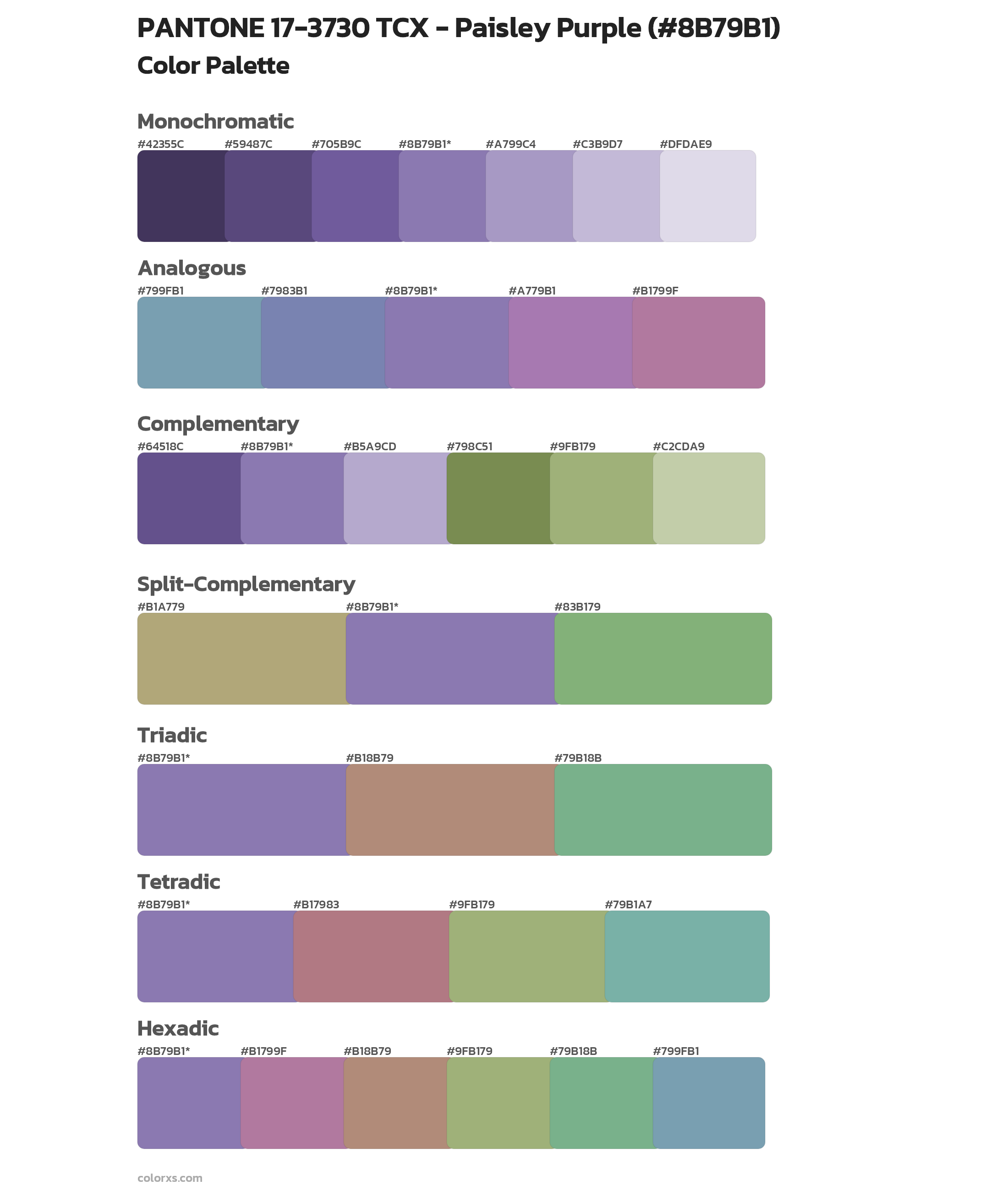 PANTONE 17-3730 TCX - Paisley Purple Color Scheme Palettes