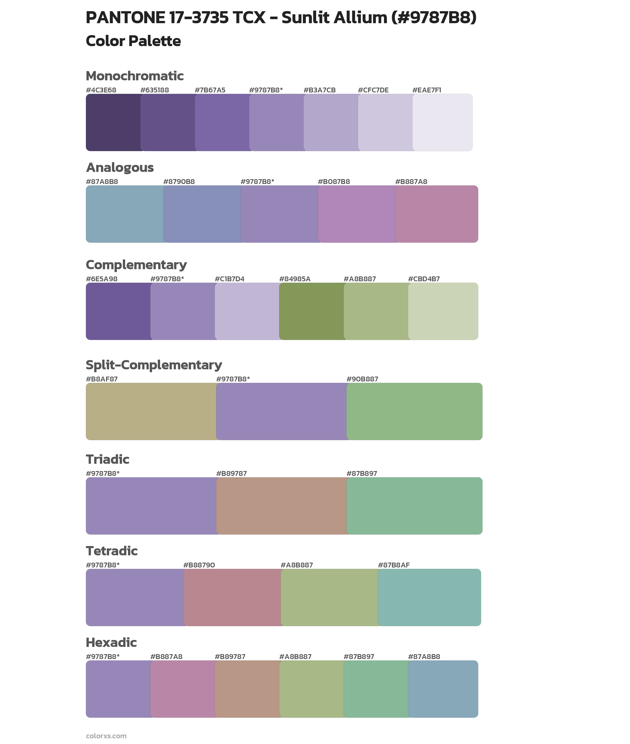 PANTONE 17-3735 TCX - Sunlit Allium Color Scheme Palettes