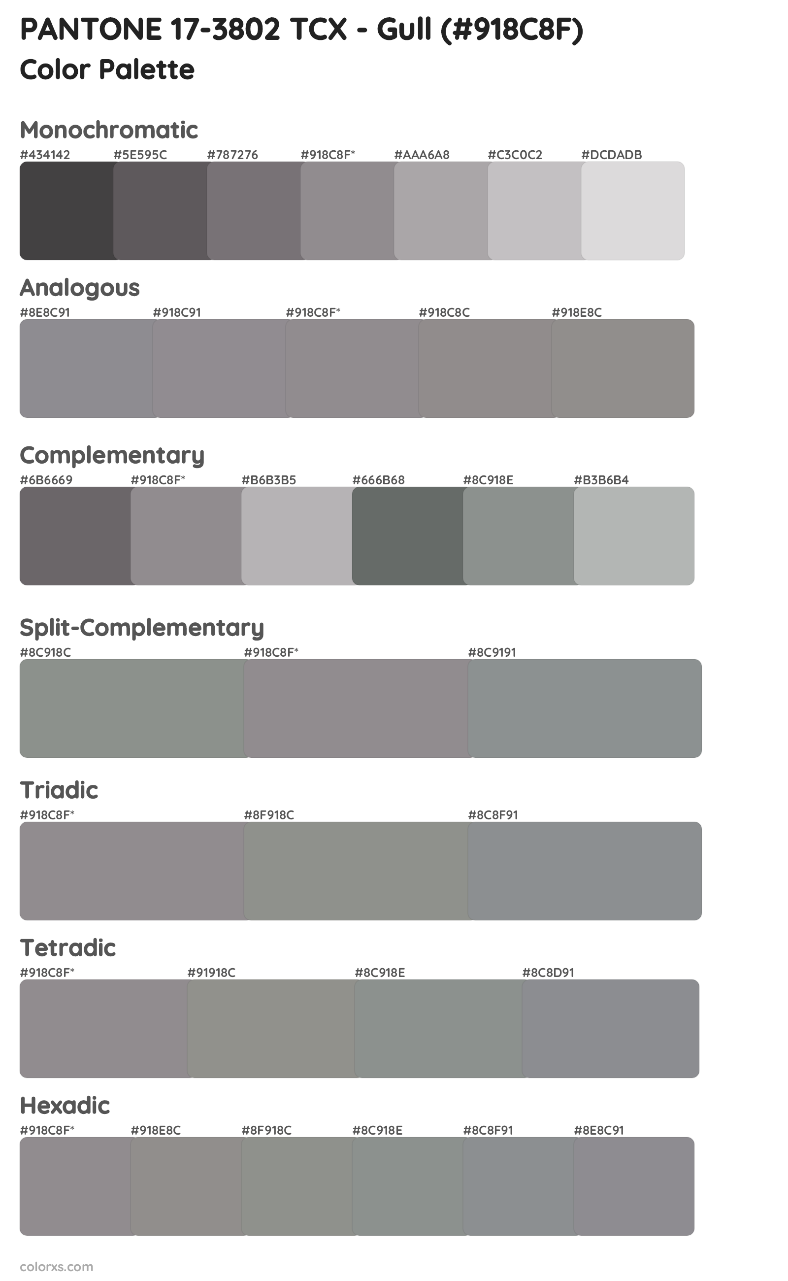 PANTONE 17-3802 TCX - Gull Color Scheme Palettes