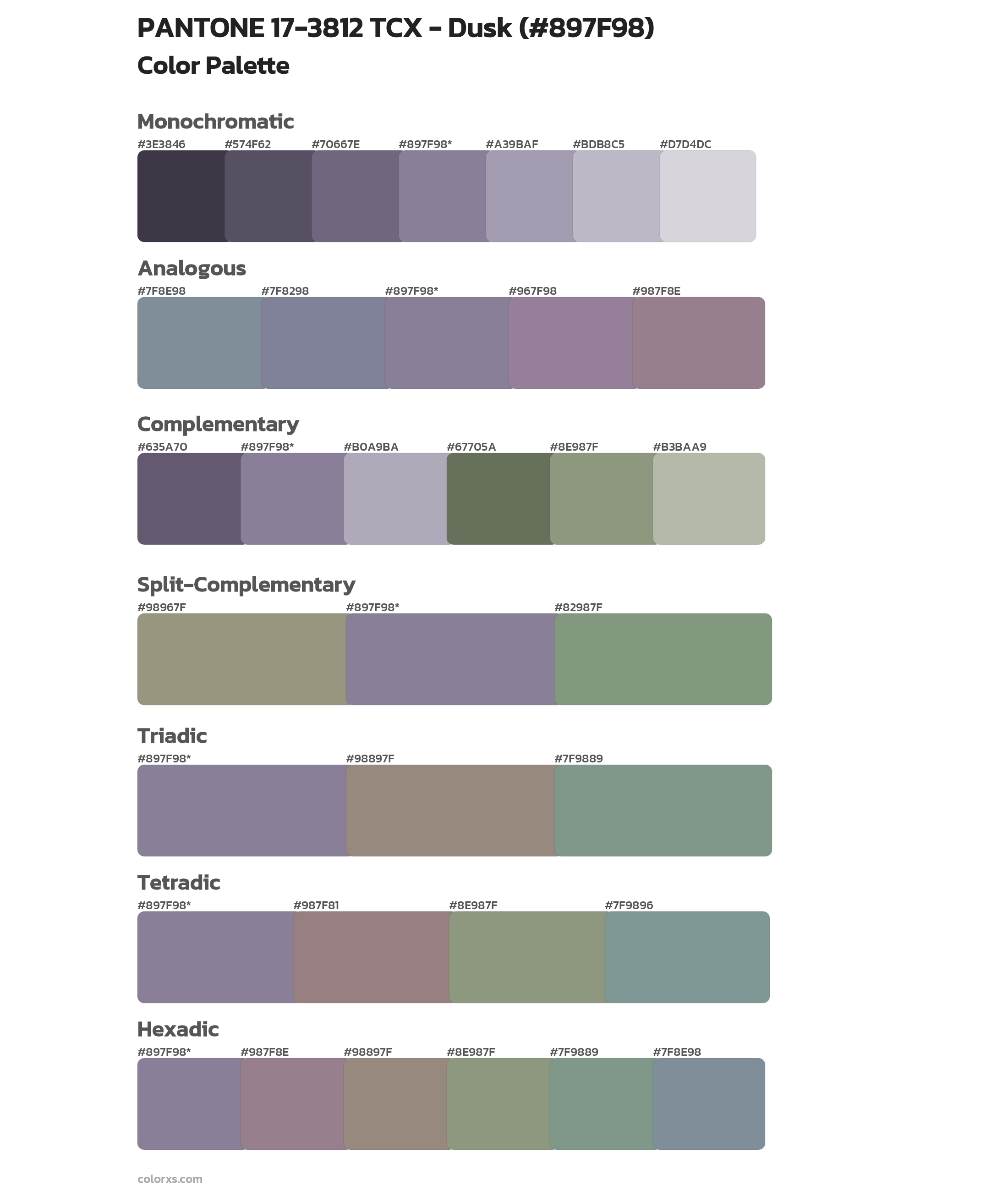 PANTONE 17-3812 TCX - Dusk Color Scheme Palettes
