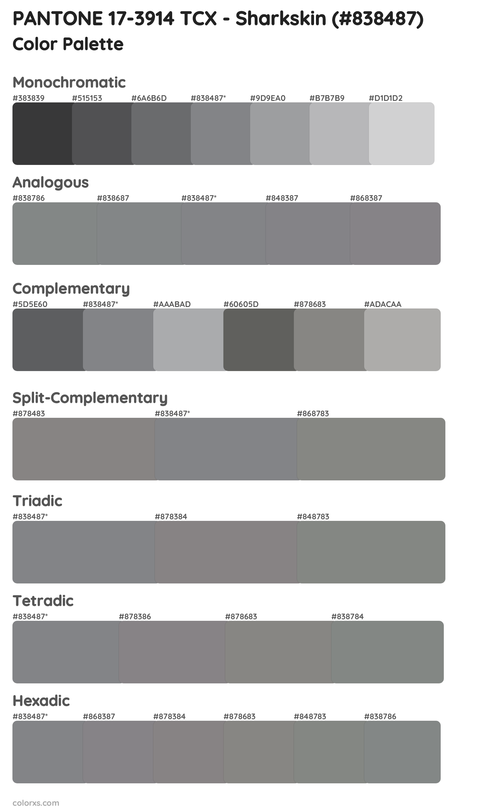PANTONE 17-3914 TCX - Sharkskin Color Scheme Palettes