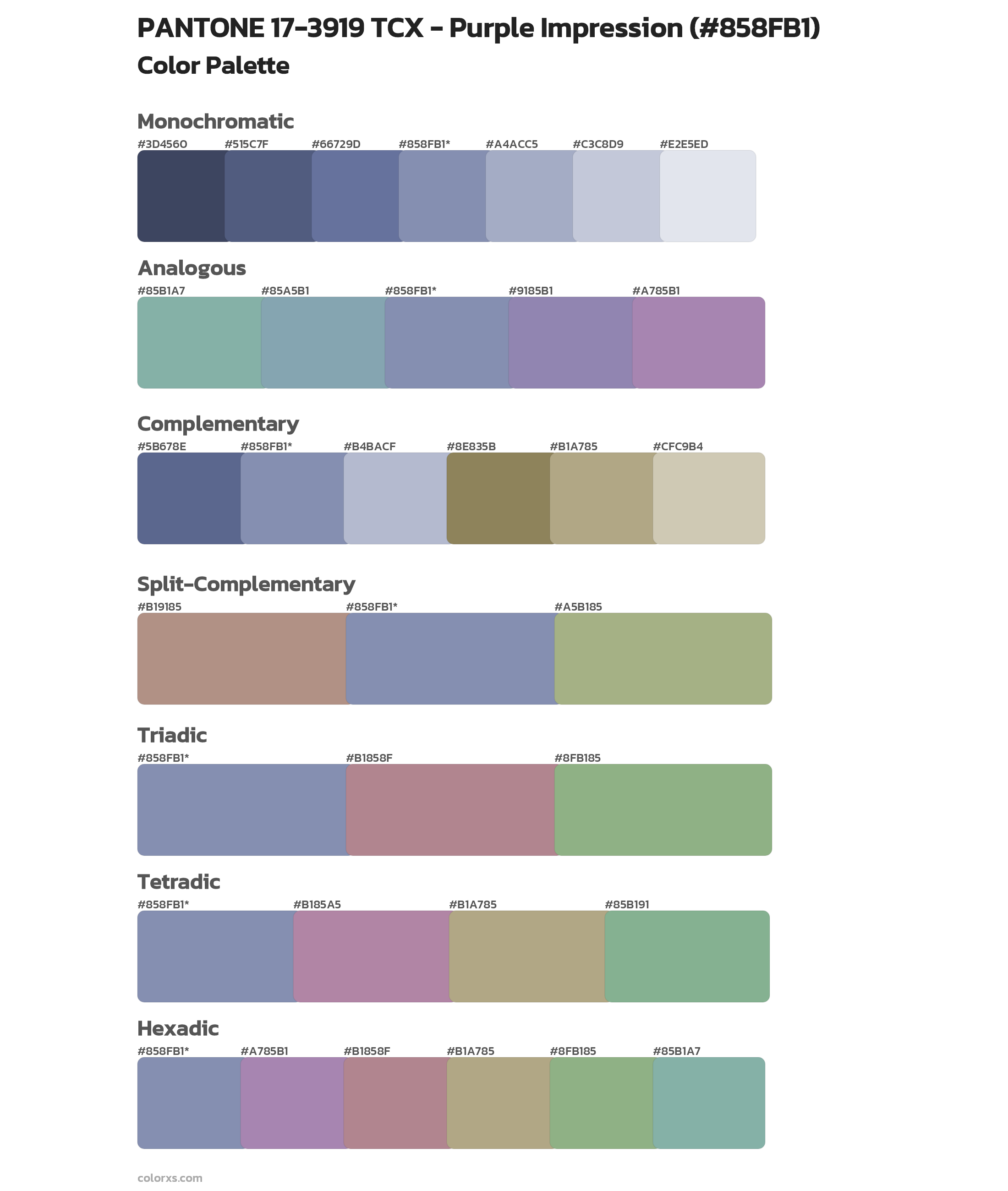 PANTONE 17-3919 TCX - Purple Impression Color Scheme Palettes