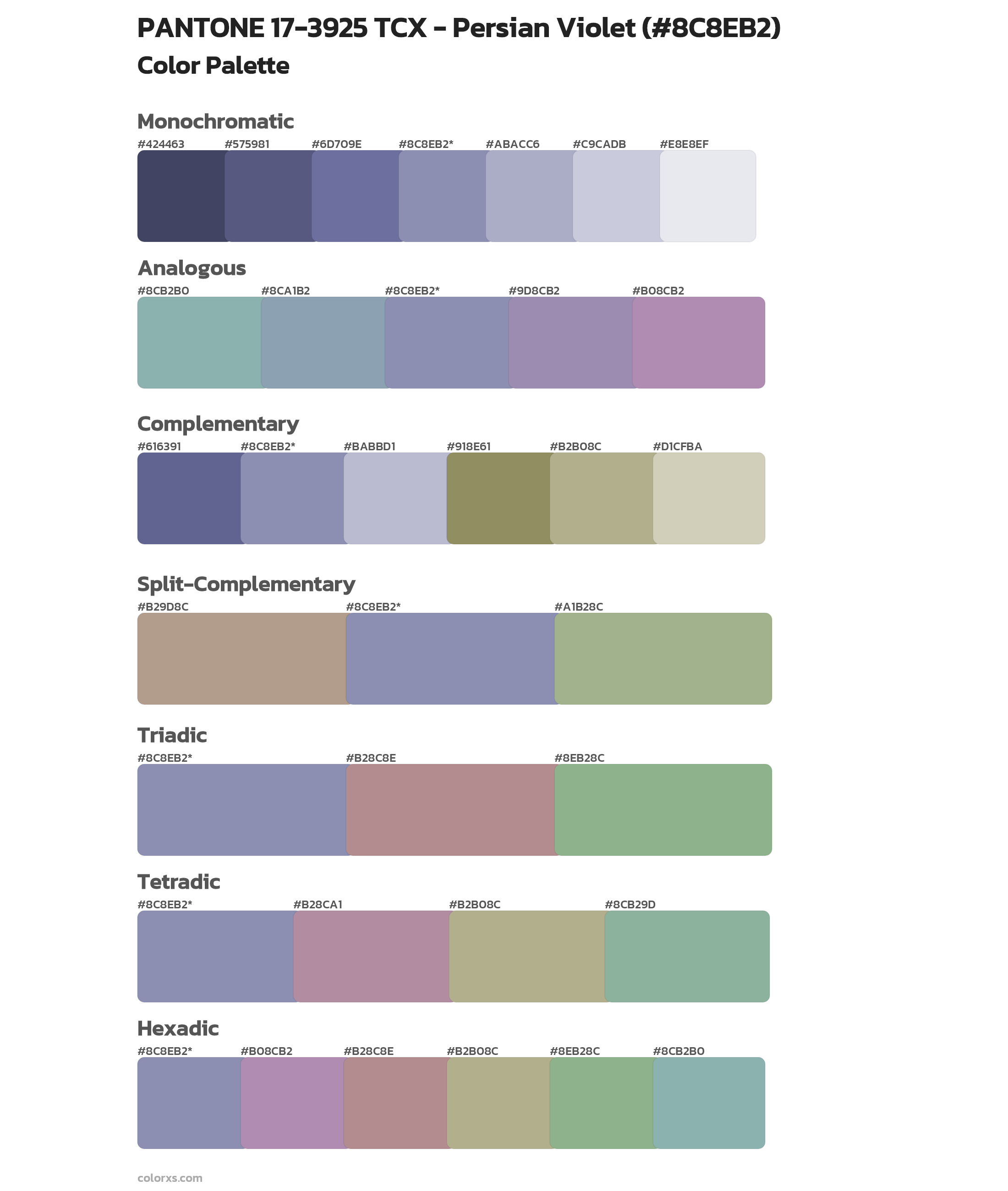 PANTONE 17-3925 TCX - Persian Violet Color Scheme Palettes