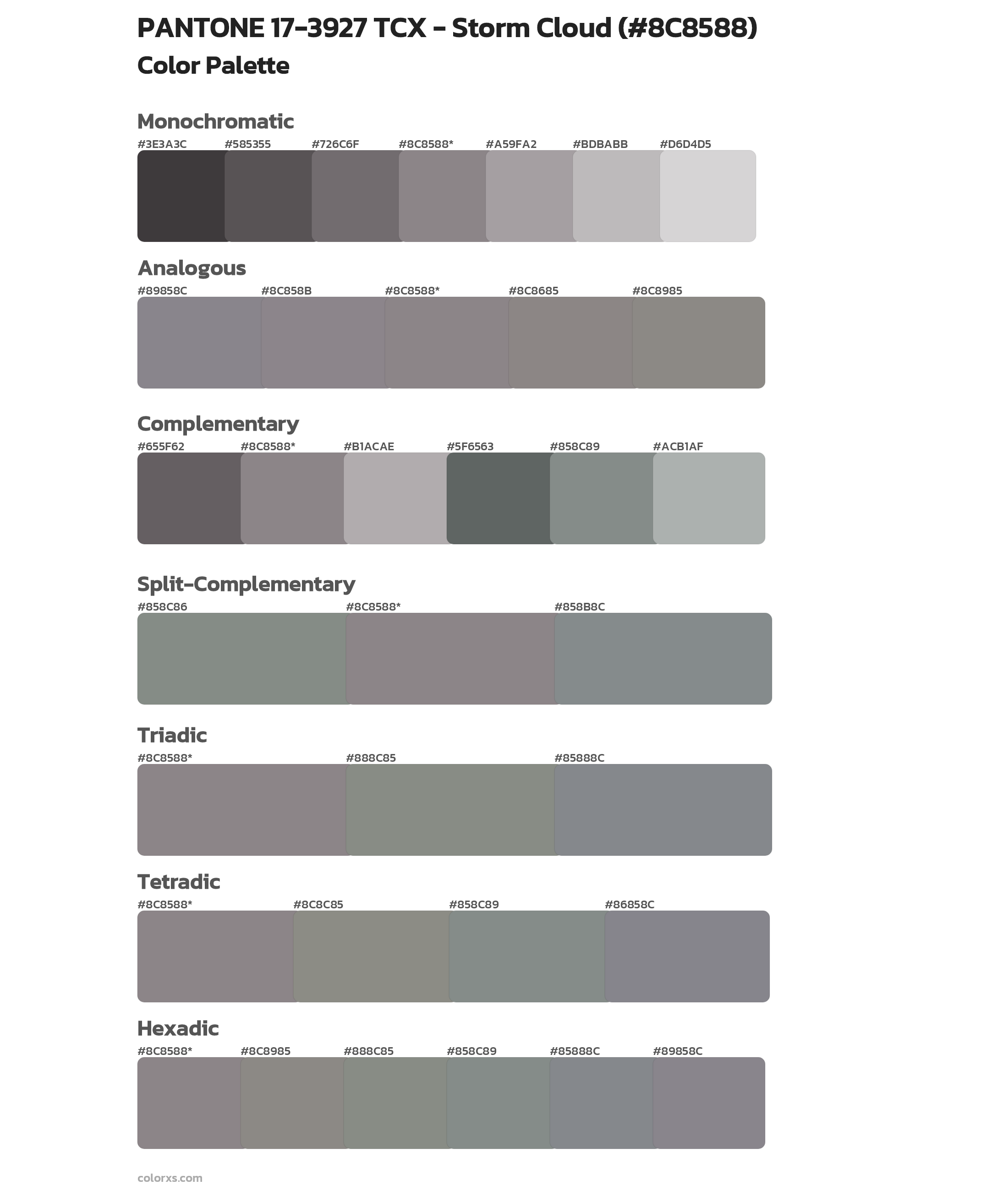 PANTONE 17-3927 TCX - Storm Cloud Color Scheme Palettes