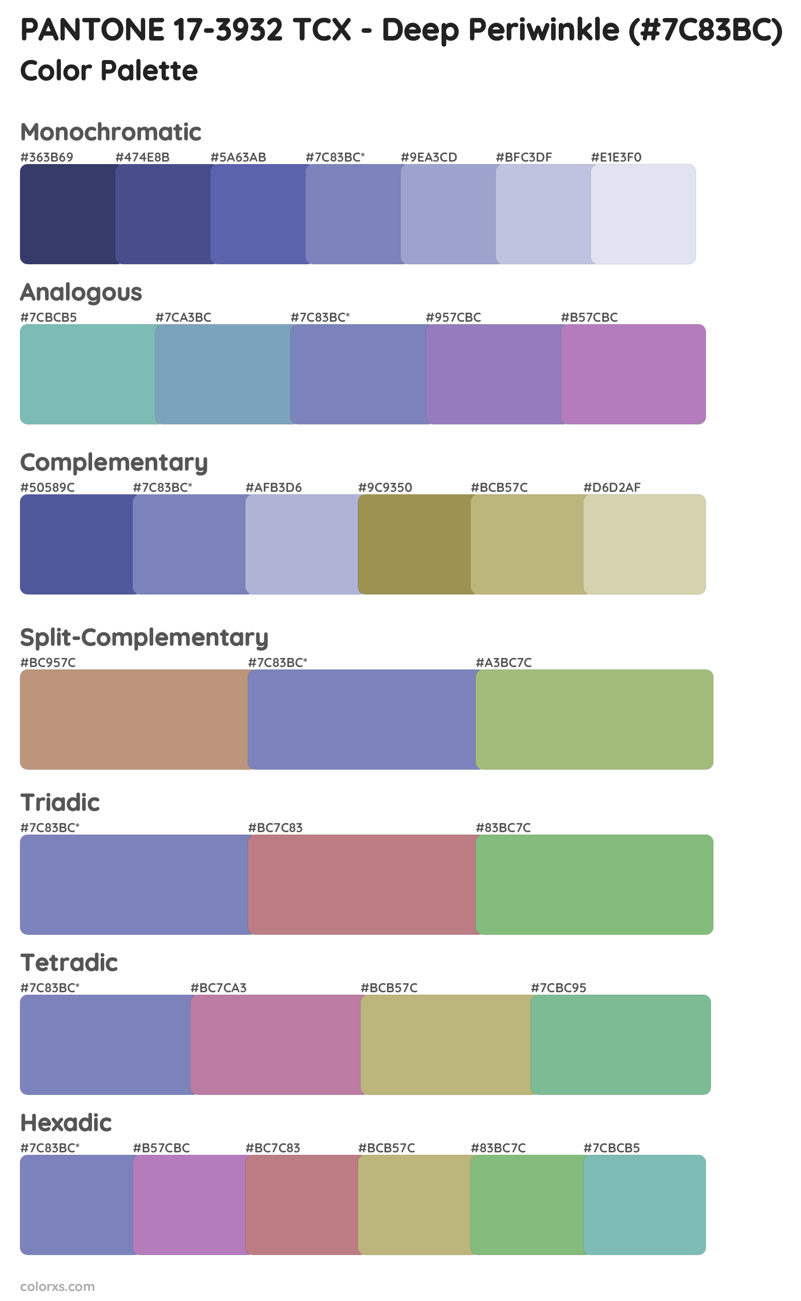 PANTONE 17-3932 TCX - Deep Periwinkle Color Scheme Palettes