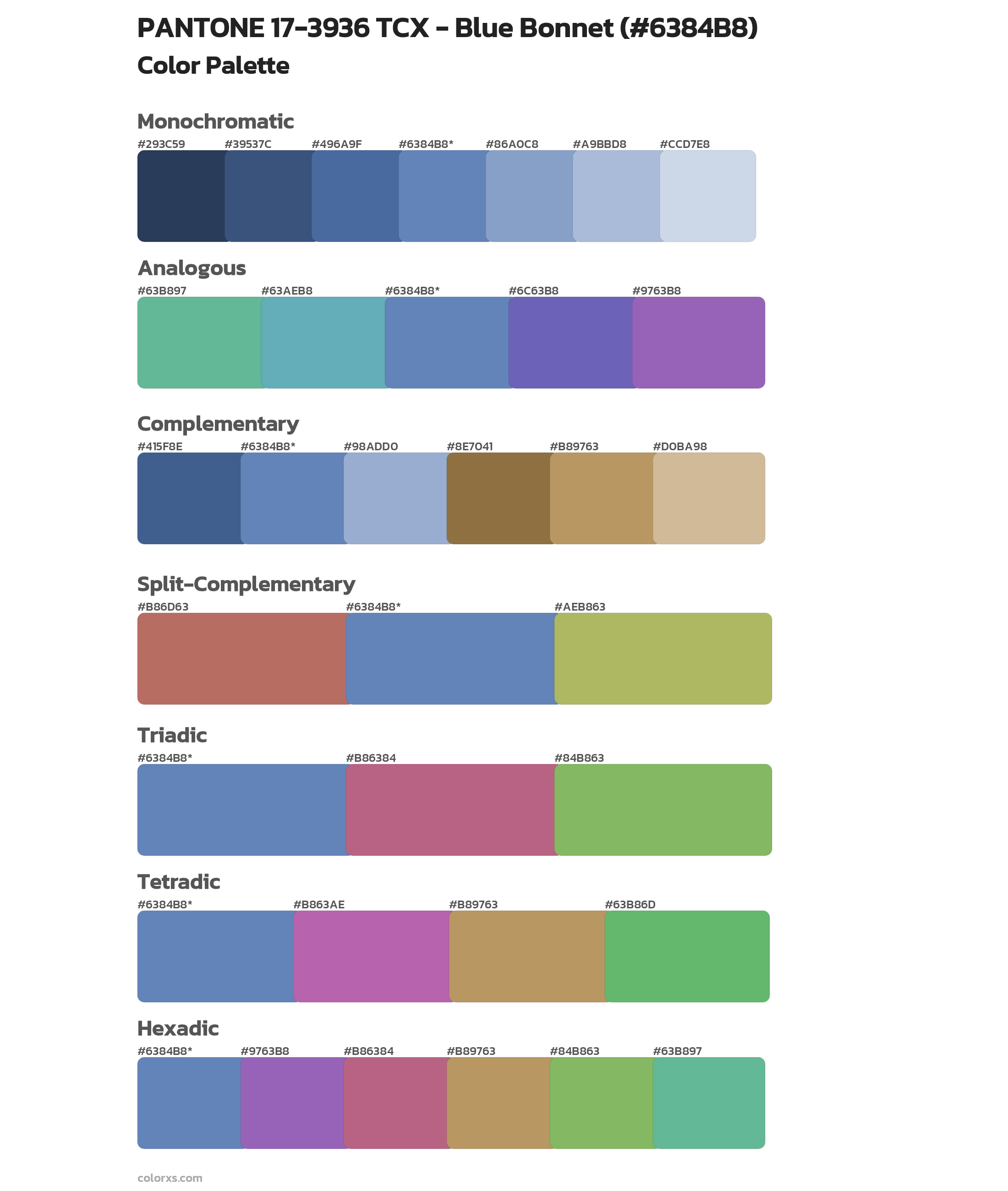 PANTONE 17-3936 TCX - Blue Bonnet Color Scheme Palettes