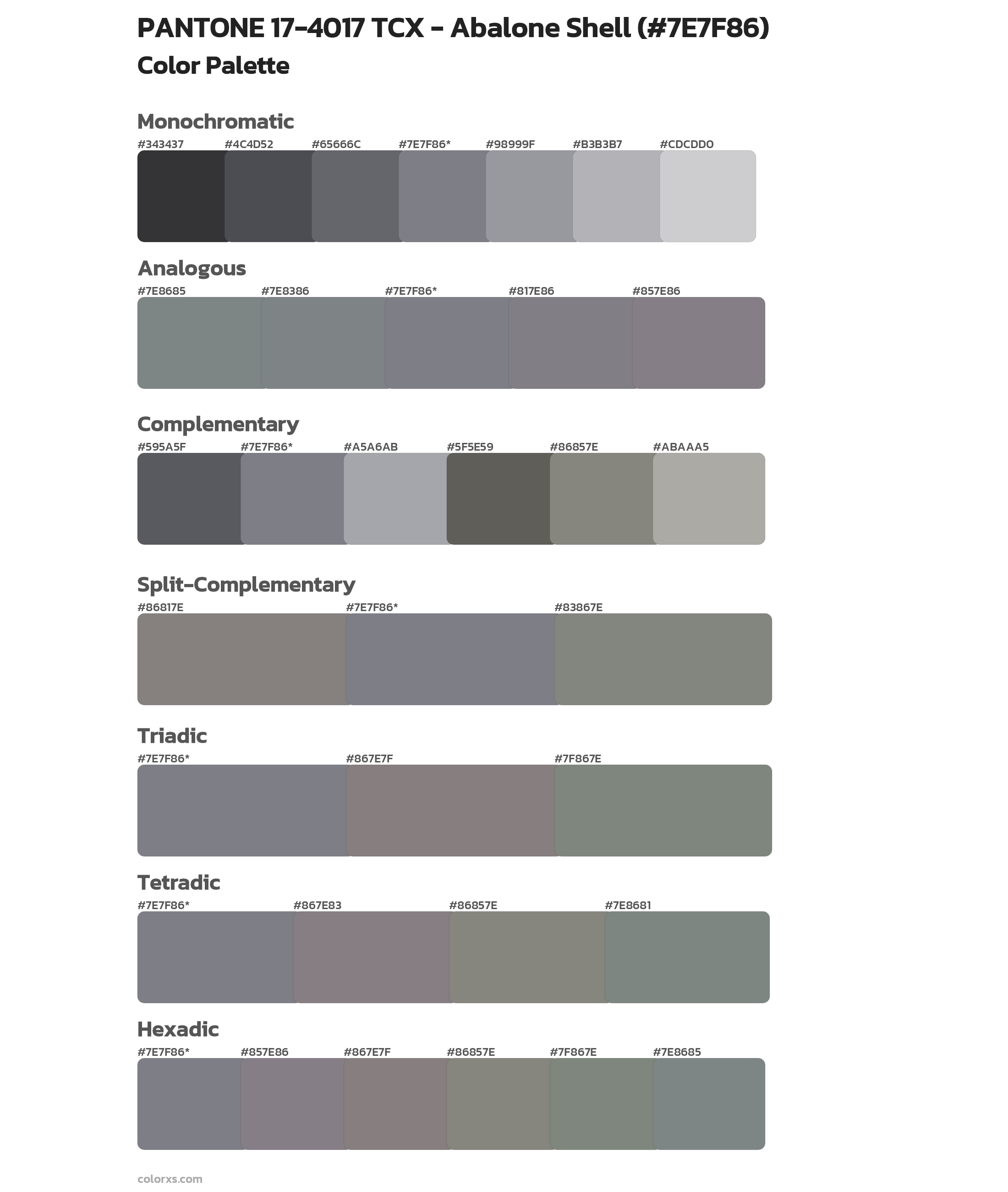 PANTONE 17-4017 TCX - Abalone Shell Color Scheme Palettes