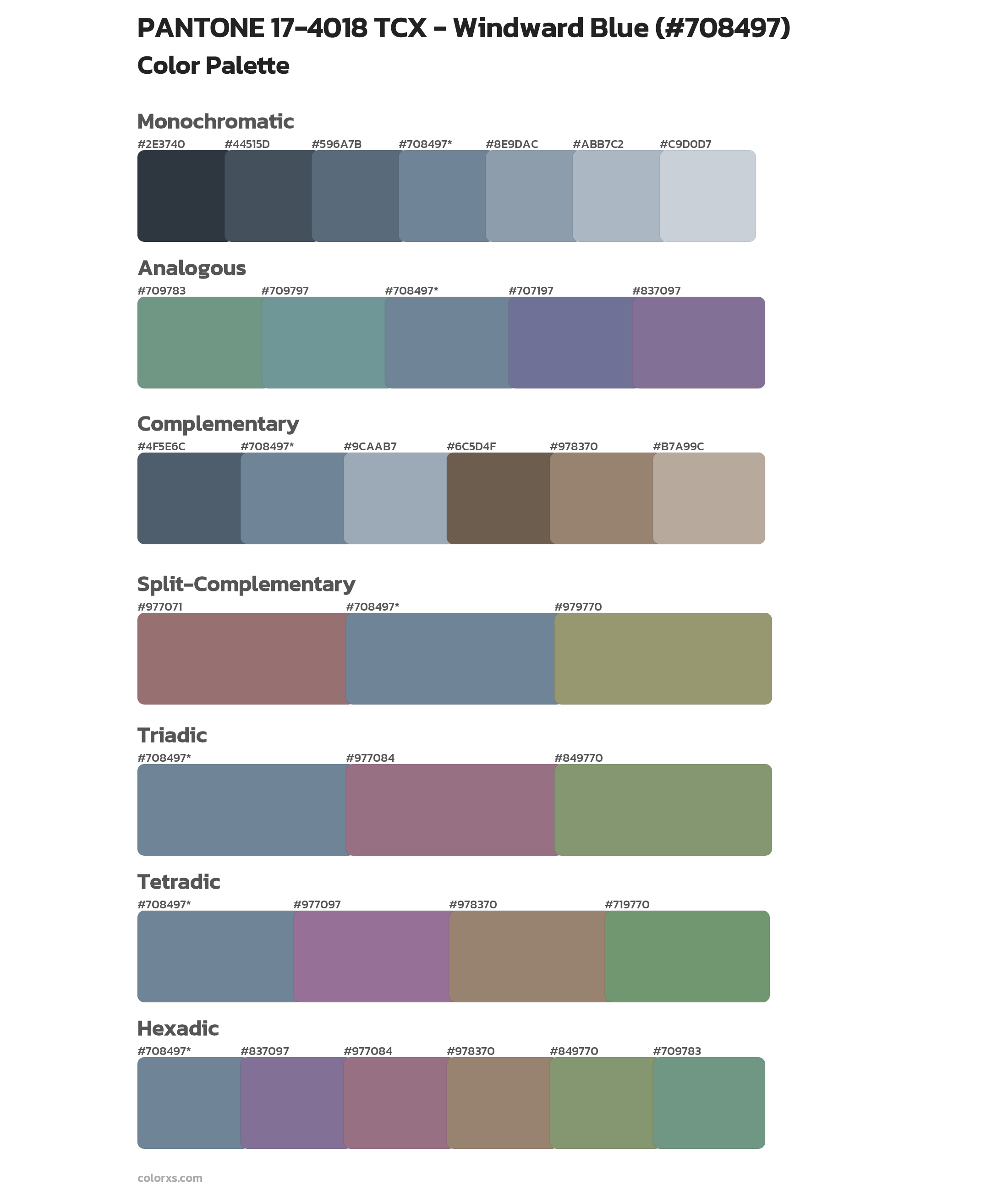 PANTONE 17-4018 TCX - Windward Blue Color Scheme Palettes