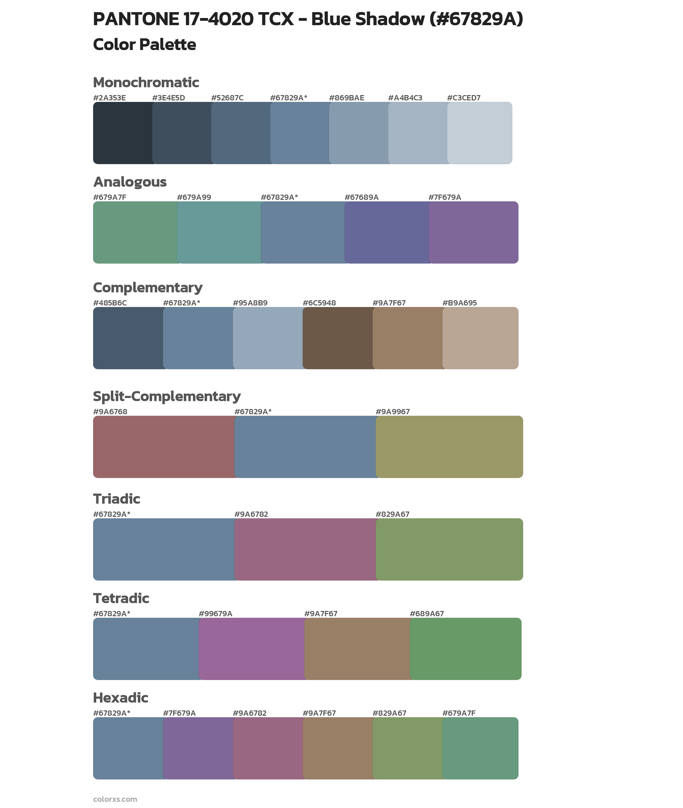 PANTONE 17-4020 TCX - Blue Shadow Color Scheme Palettes