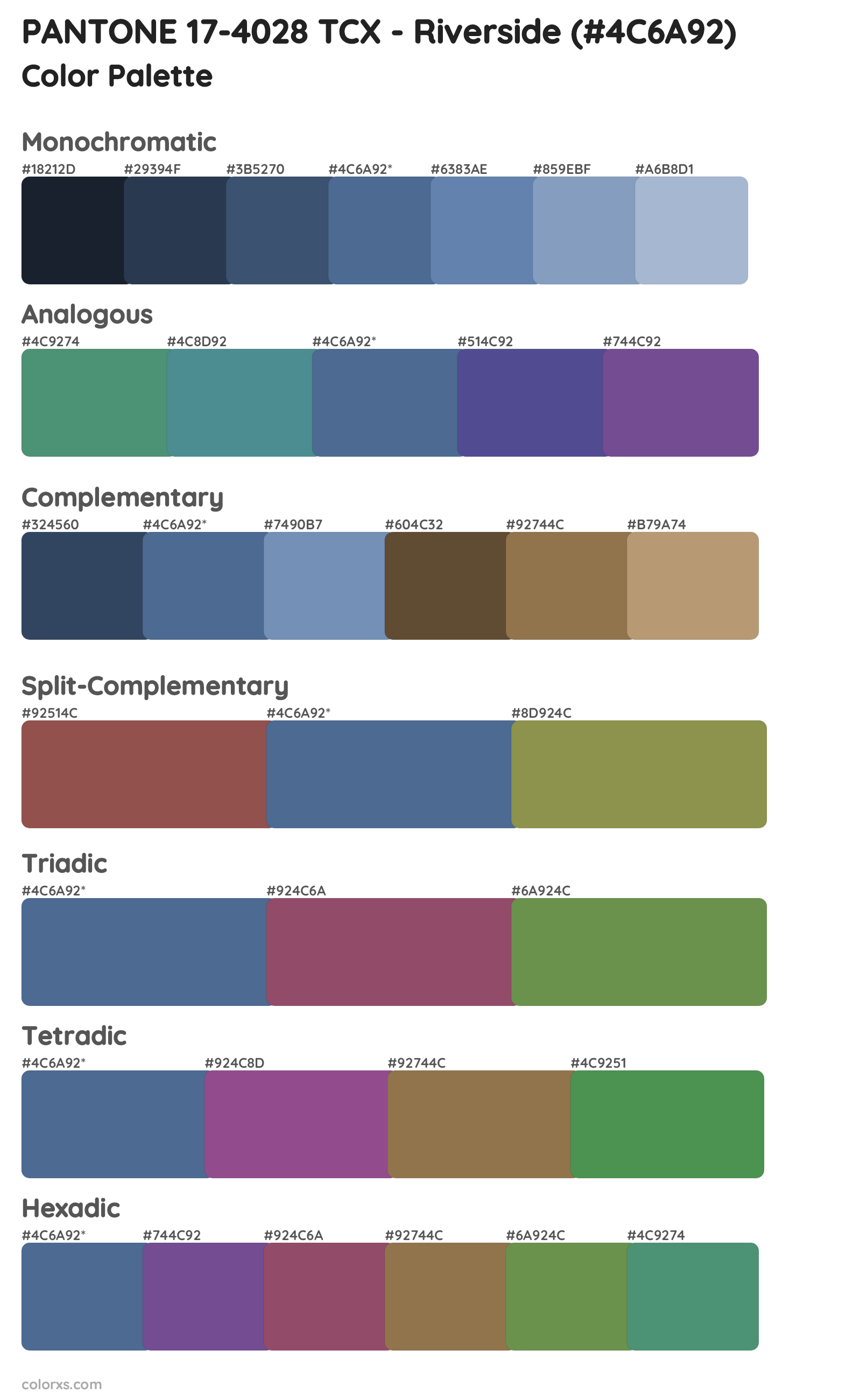 PANTONE 17-4028 TCX - Riverside Color Scheme Palettes