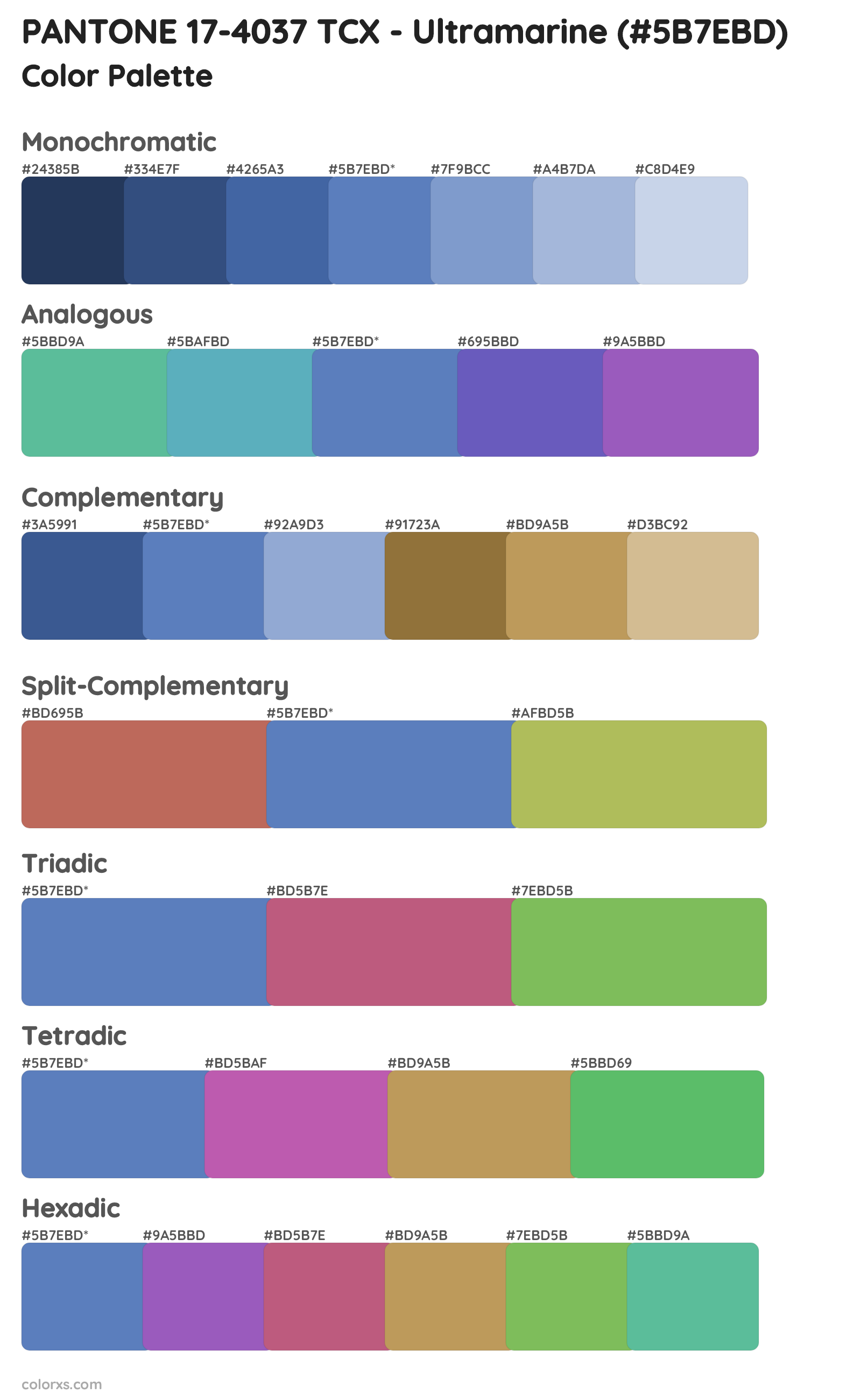 PANTONE 17-4037 TCX - Ultramarine Color Scheme Palettes