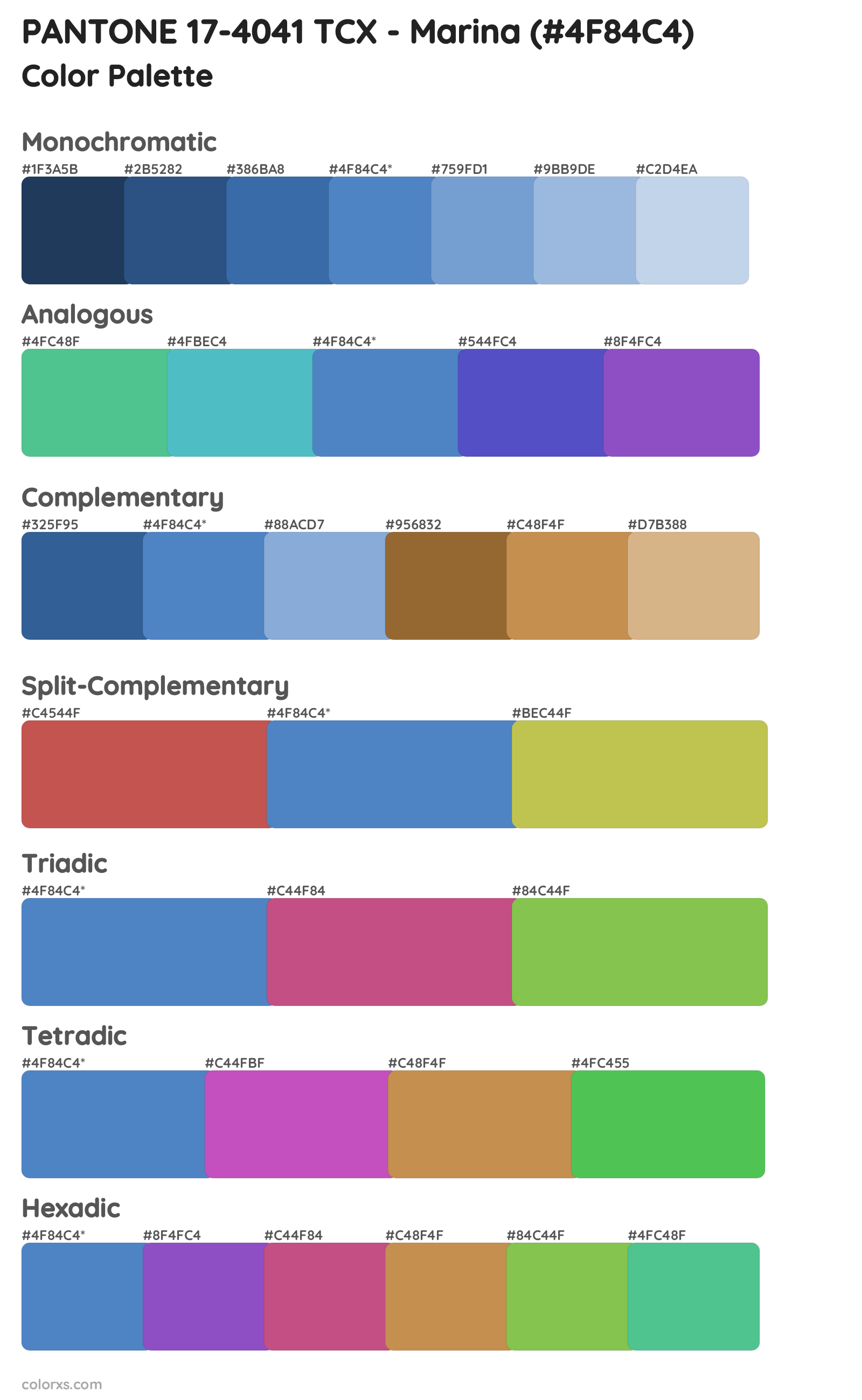 PANTONE 17-4041 TCX - Marina Color Scheme Palettes