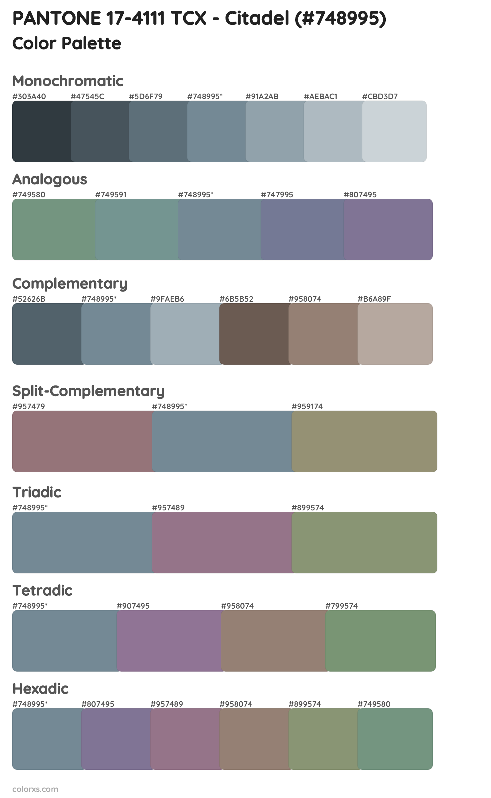 PANTONE 17-4111 TCX - Citadel Color Scheme Palettes