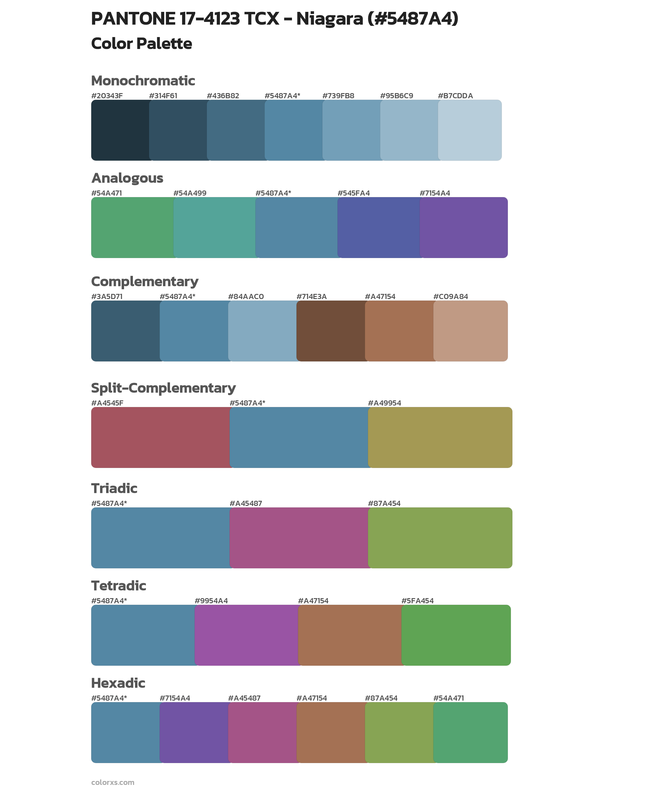 PANTONE 174123 TCX Niagara color palettes and color scheme
