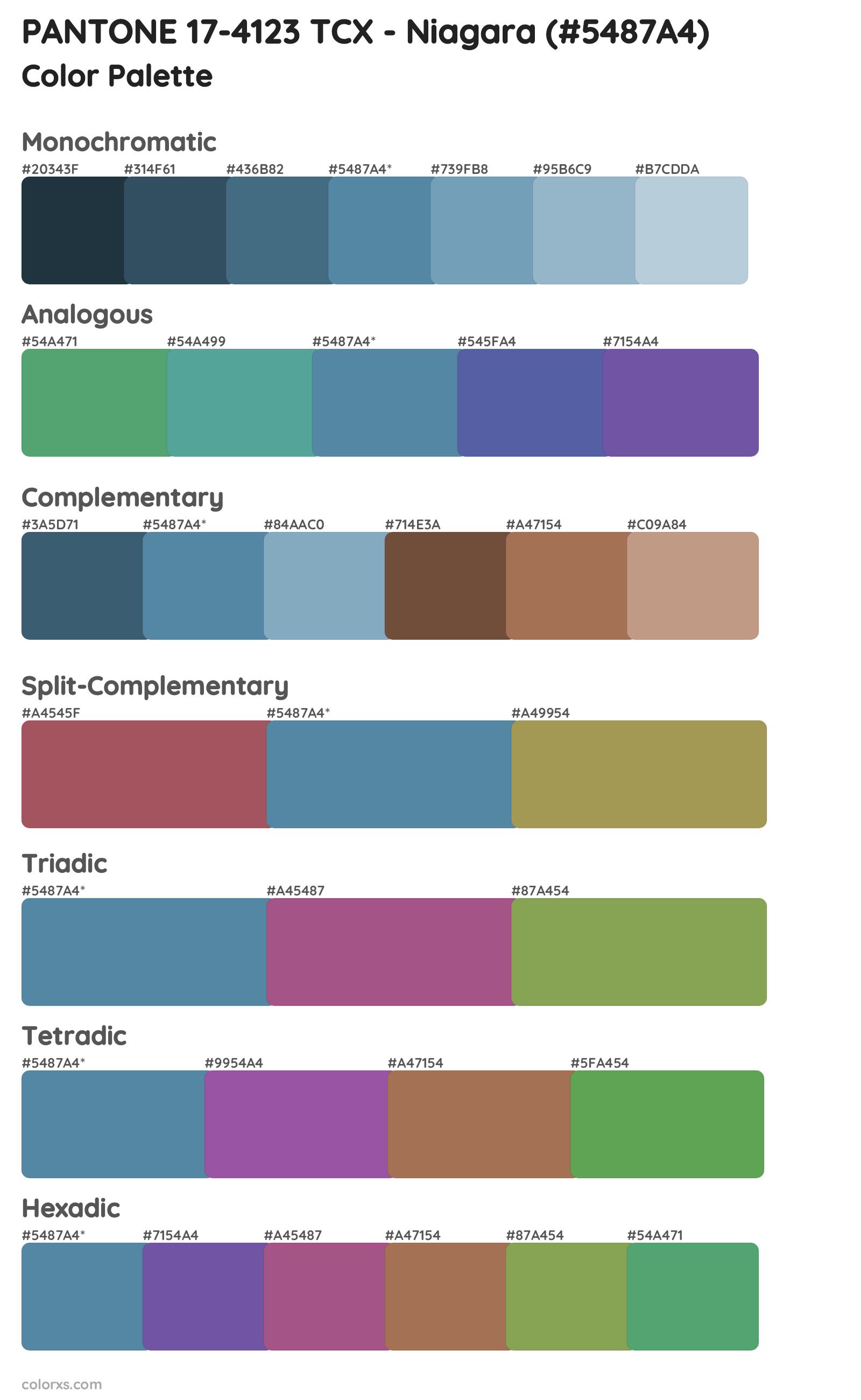 PANTONE 17-4123 TCX - Niagara Color Scheme Palettes