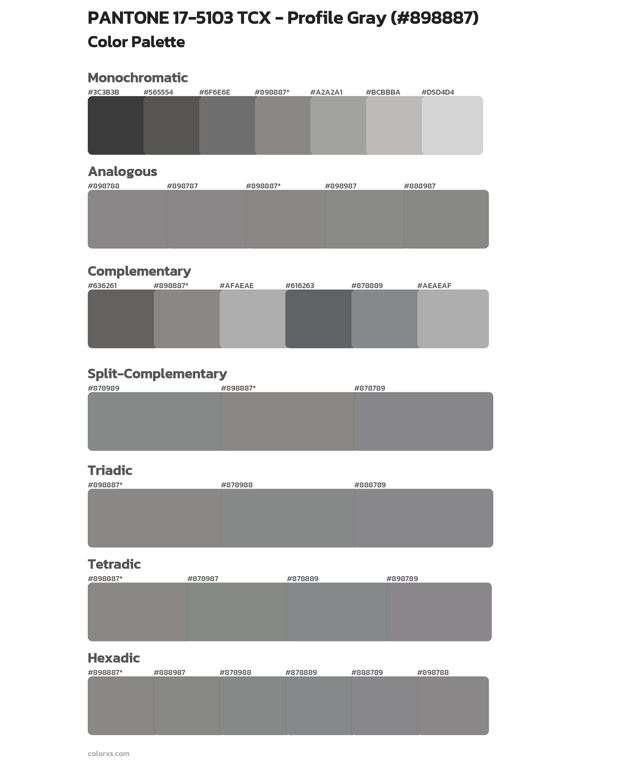 PANTONE 17-5103 TCX - Profile Gray Color Scheme Palettes