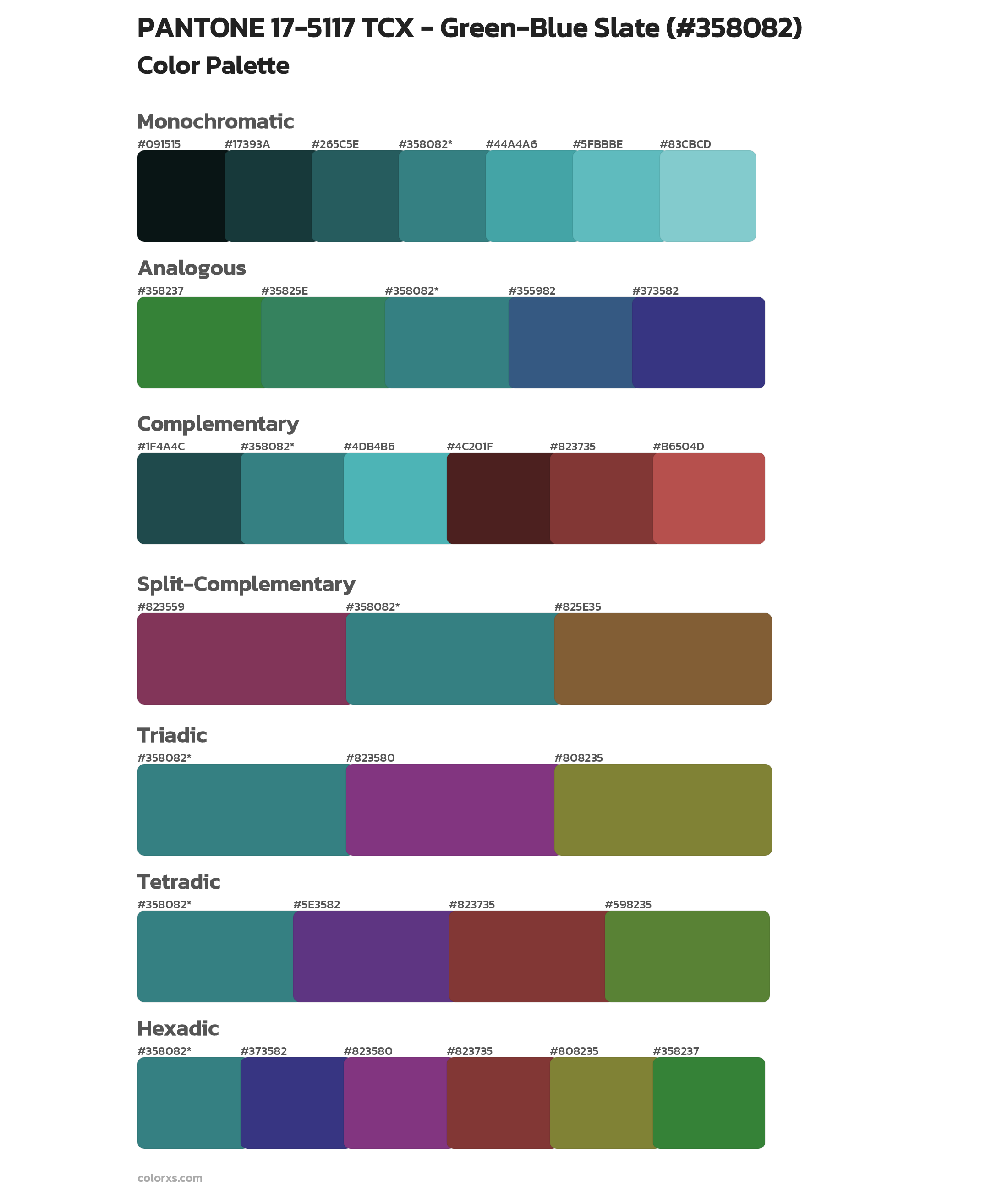 PANTONE 175117 TCX GreenBlue Slate color palettes
