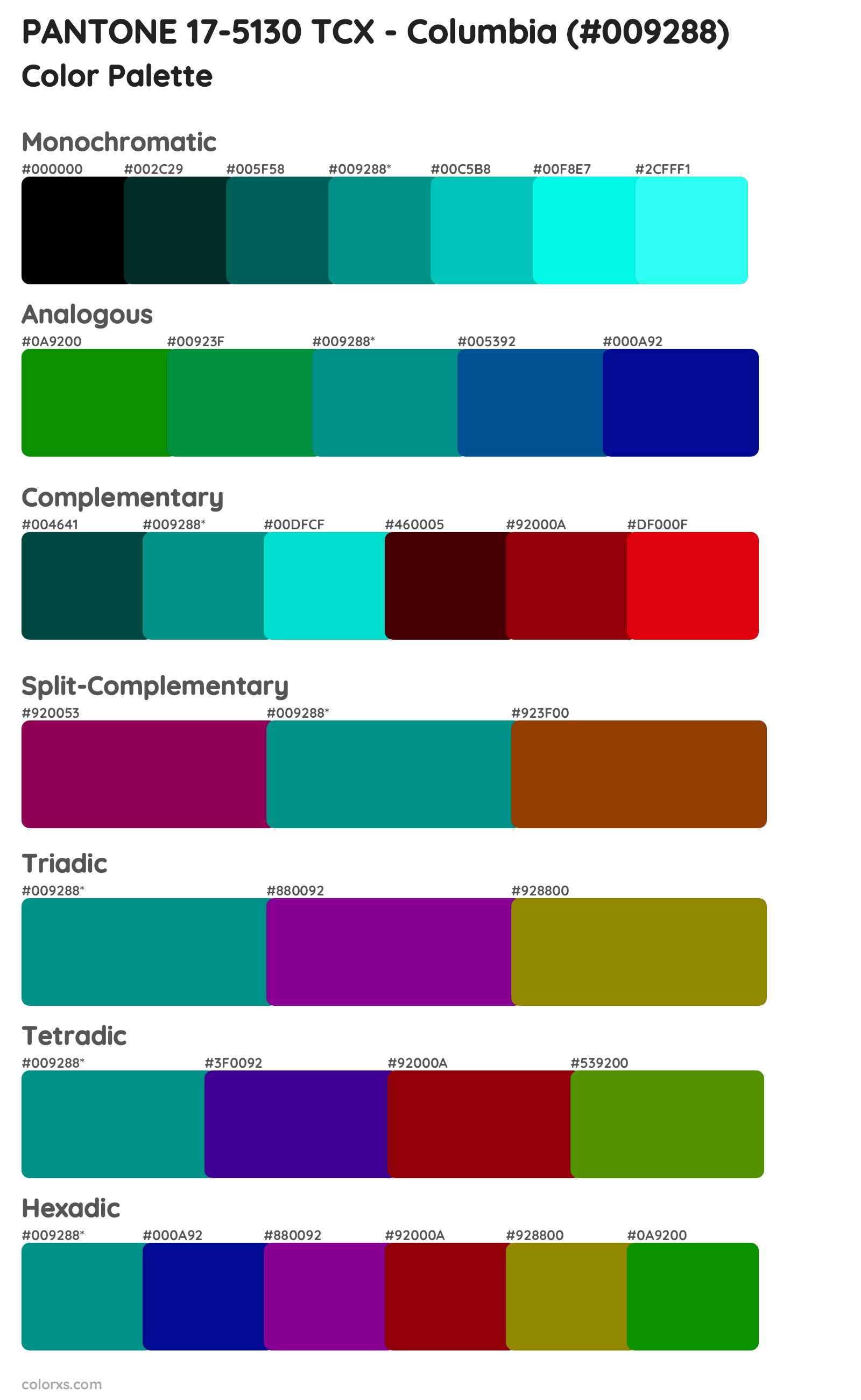 PANTONE 17-5130 TCX - Columbia Color Scheme Palettes