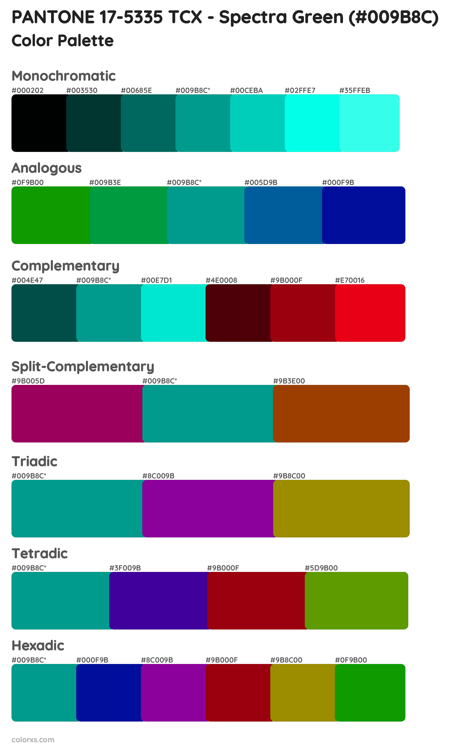 PANTONE 17-5335 TCX - Spectra Green Color Scheme Palettes