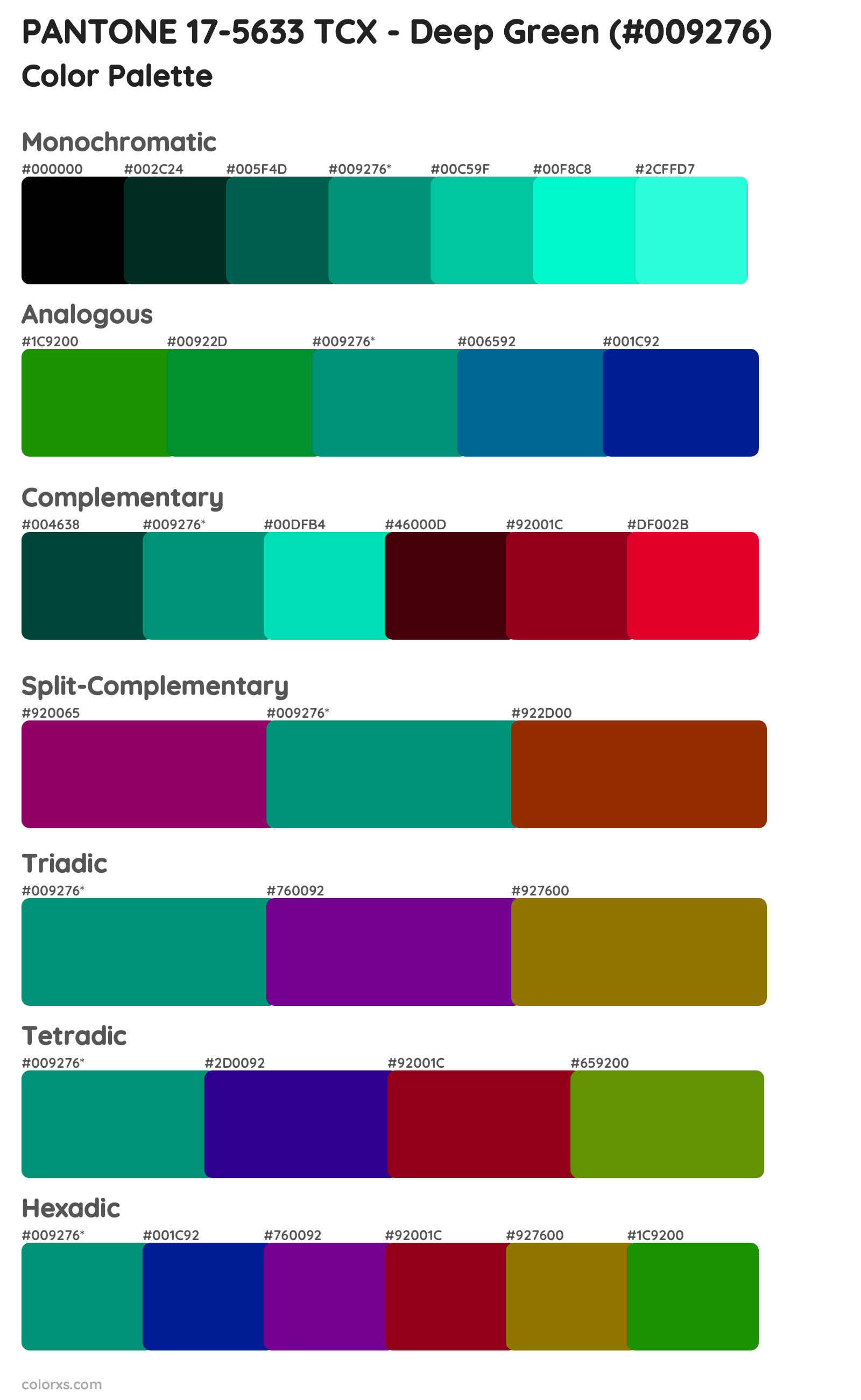 PANTONE 17-5633 TCX - Deep Green Color Scheme Palettes