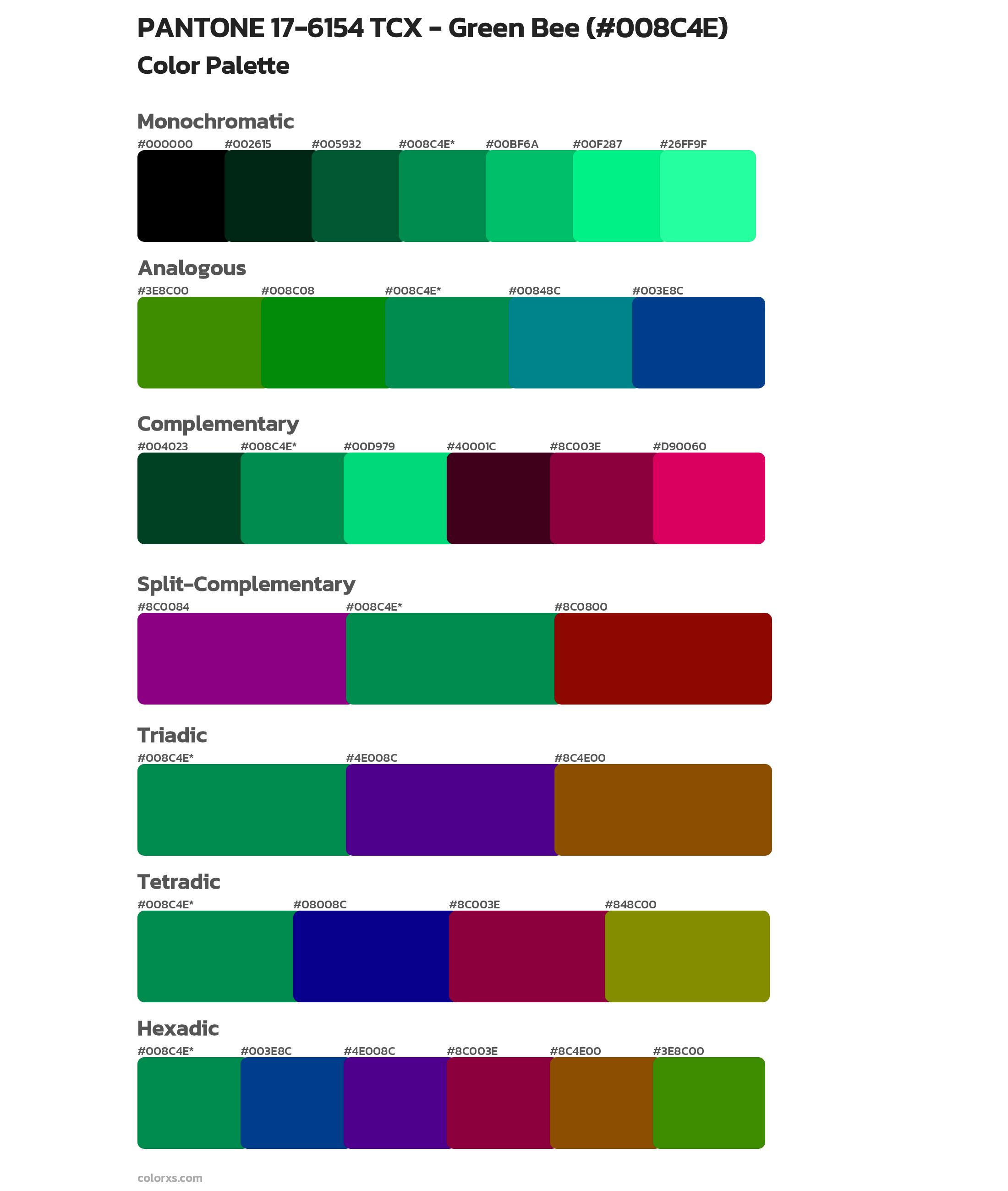 PANTONE 17-6154 TCX - Green Bee Color Scheme Palettes