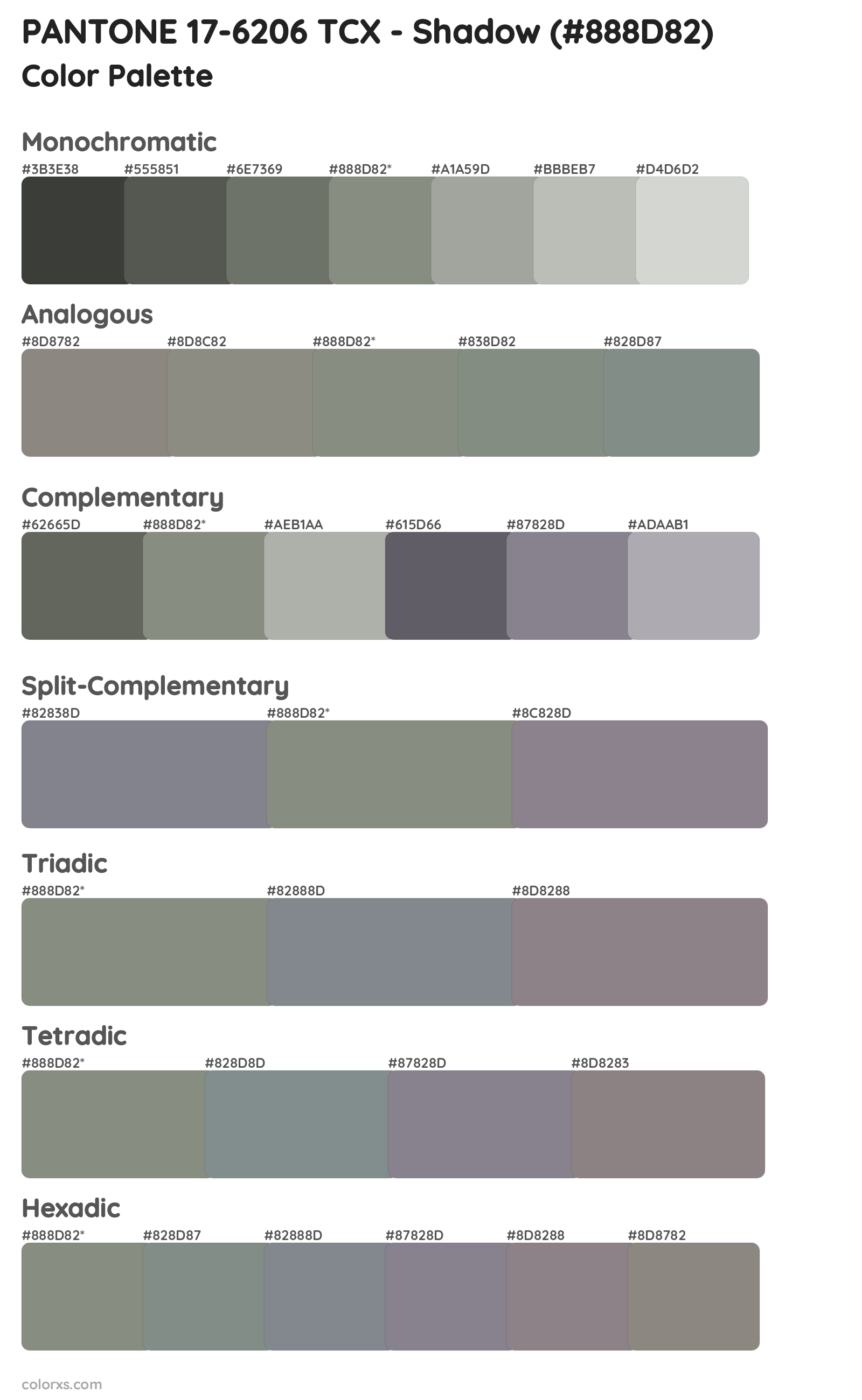 PANTONE 17-6206 TCX - Shadow Color Scheme Palettes