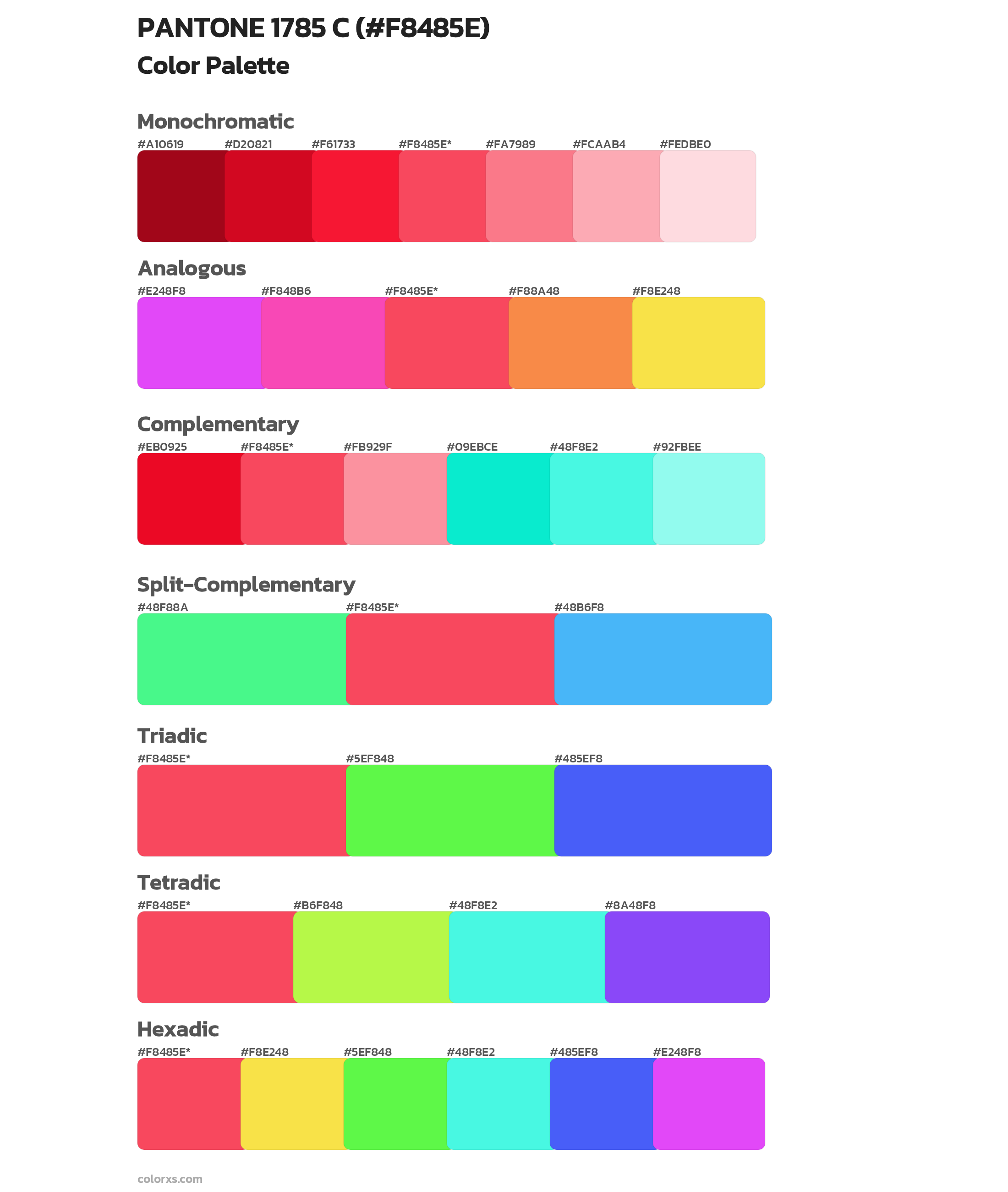 PANTONE 1785 C Color Scheme Palettes