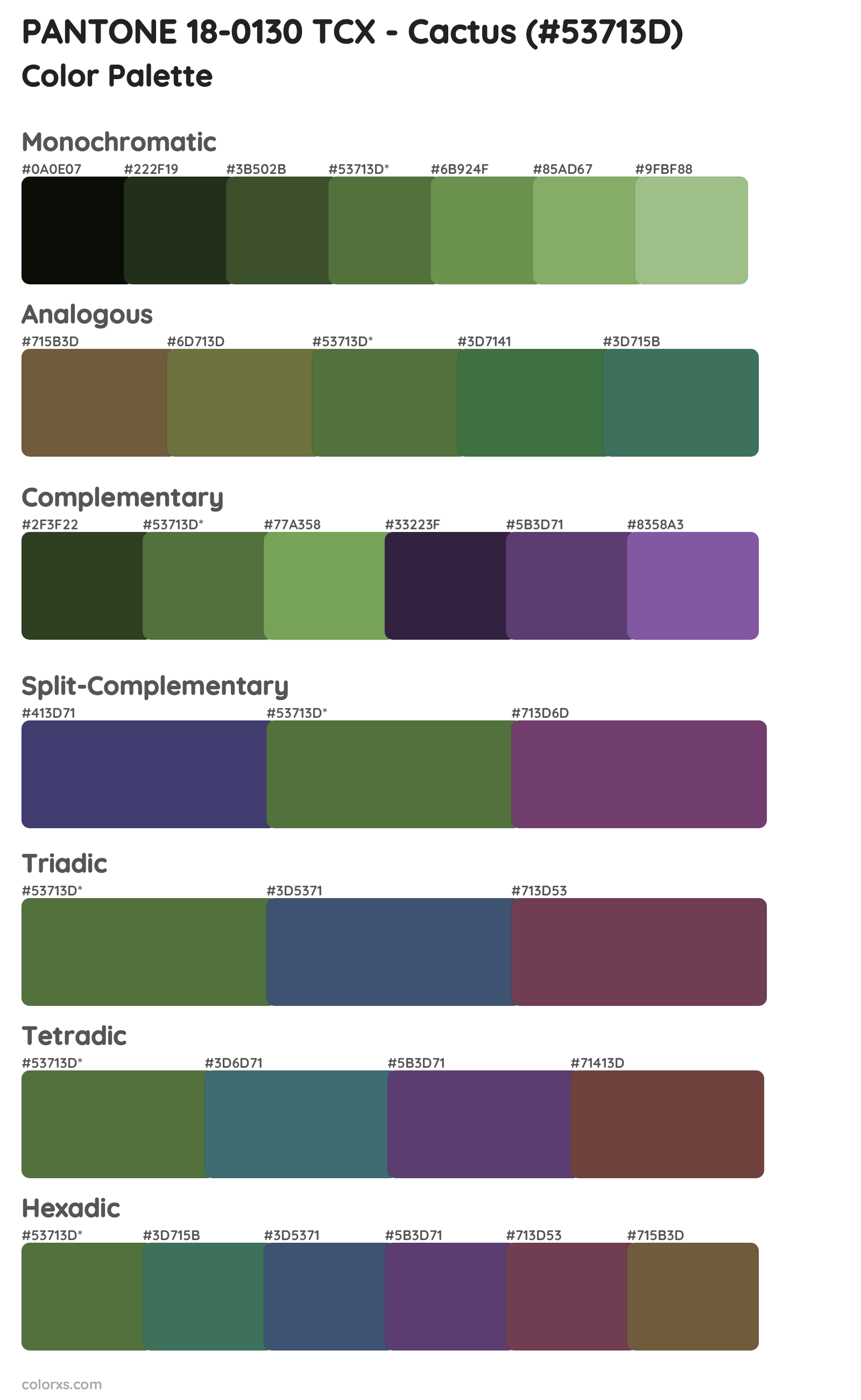 PANTONE 18-0130 TCX - Cactus Color Scheme Palettes