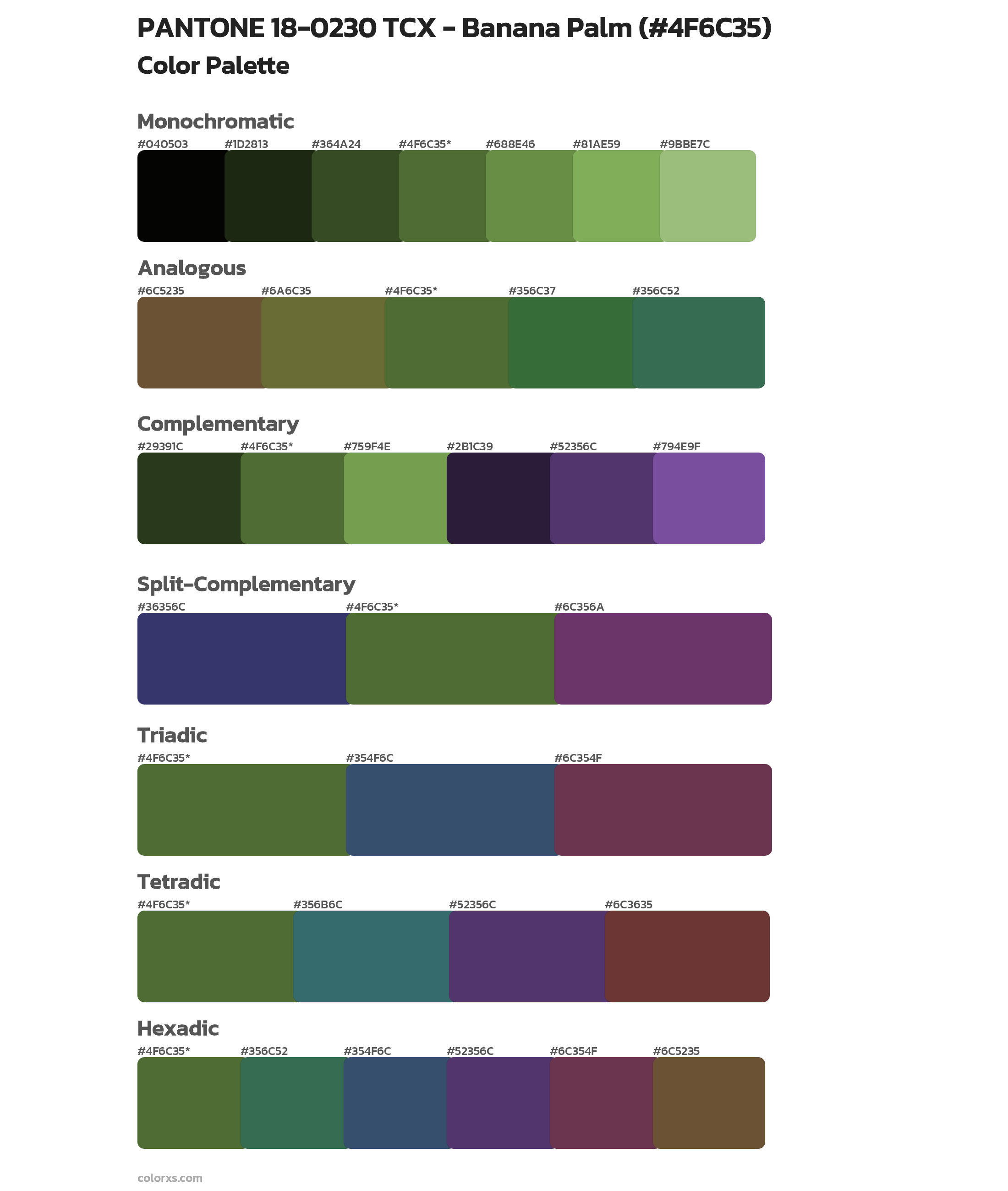 PANTONE 18-0230 TCX - Banana Palm Color Scheme Palettes