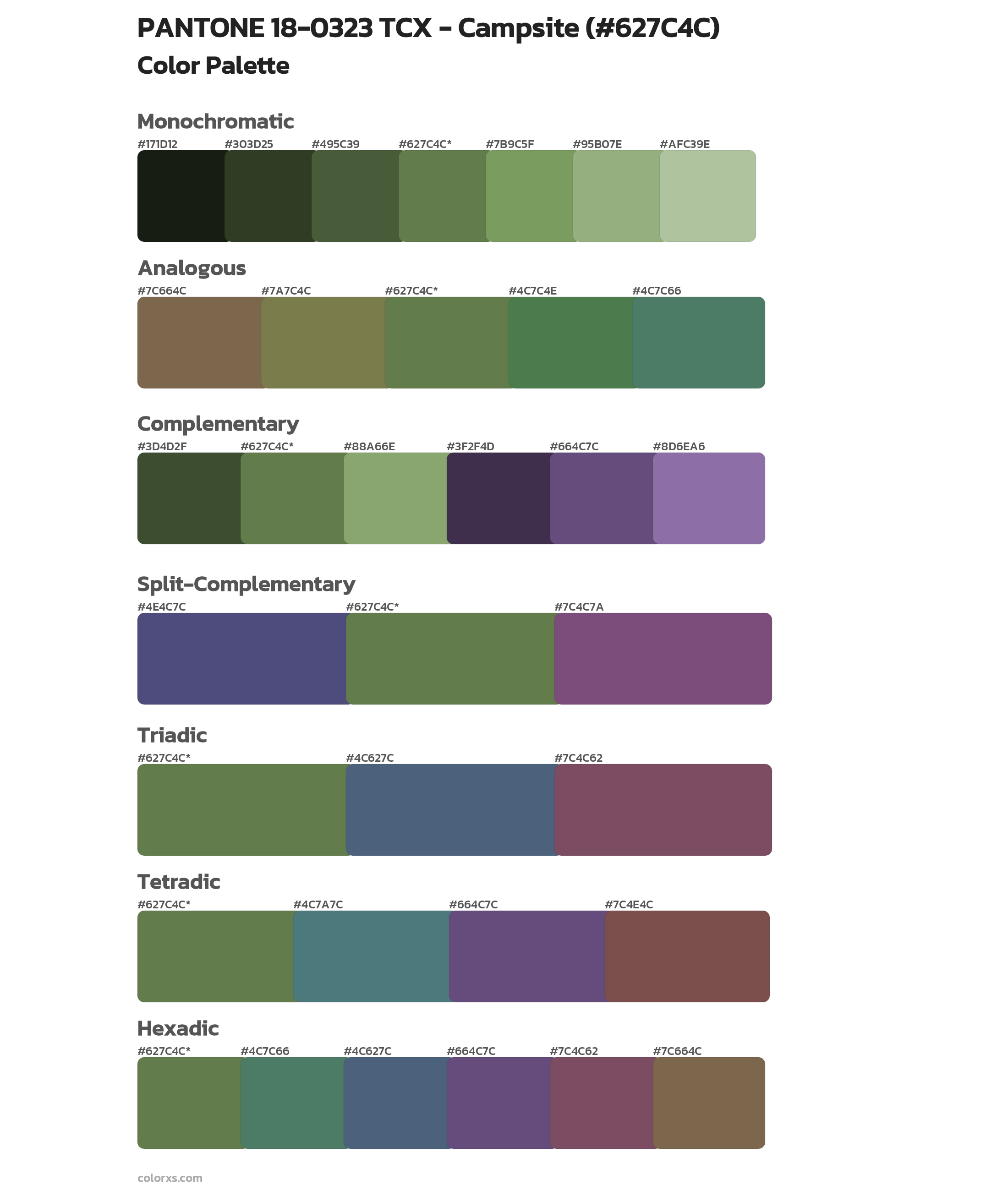 PANTONE 18-0323 TCX - Campsite Color Scheme Palettes