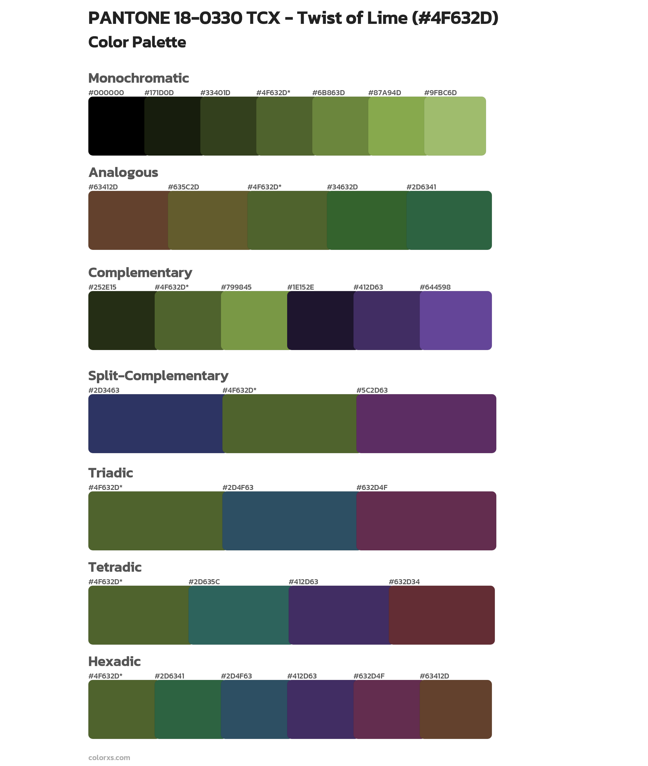 PANTONE 18-0330 TCX - Twist of Lime Color Scheme Palettes