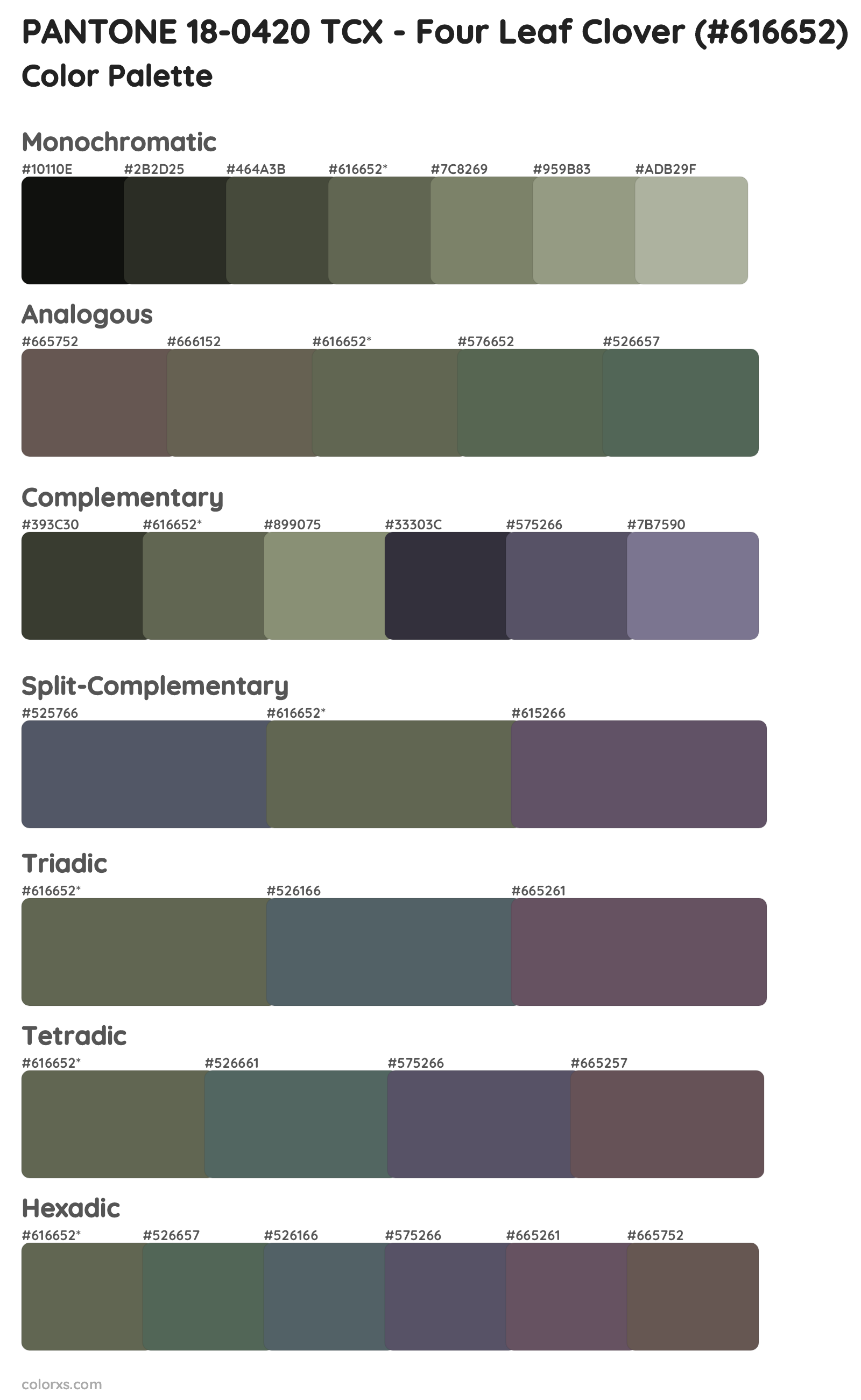 PANTONE 18-0420 TCX - Four Leaf Clover Color Scheme Palettes