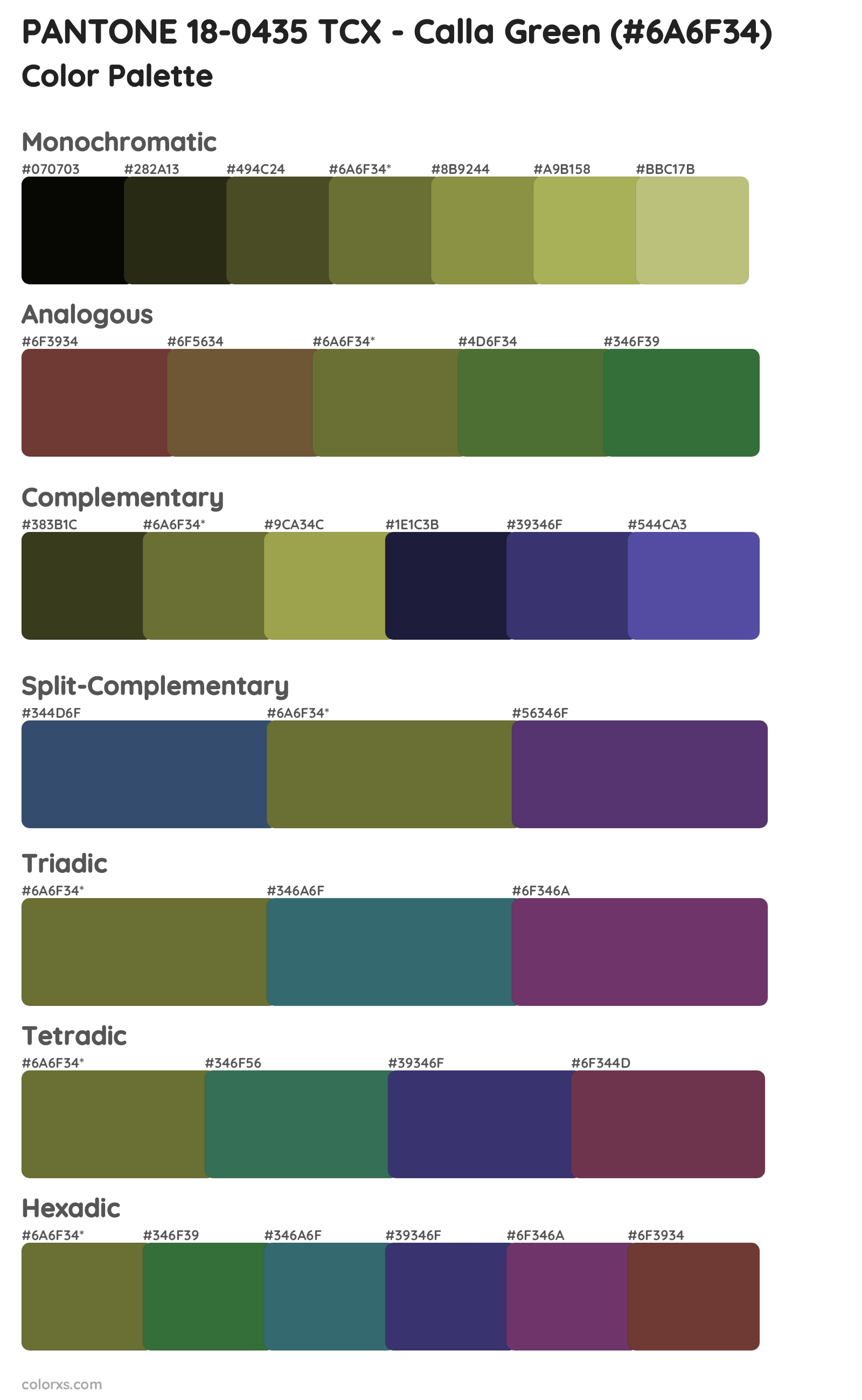 PANTONE 18-0435 TCX - Calla Green Color Scheme Palettes