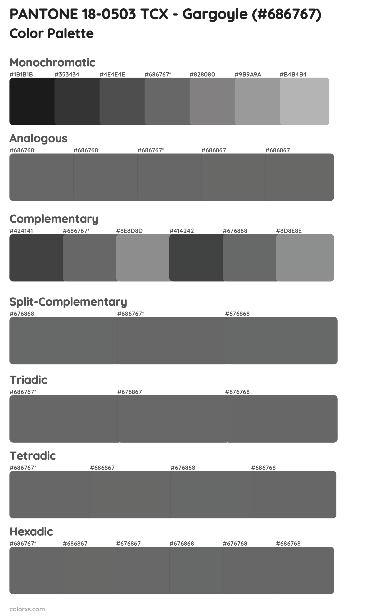 PANTONE 18-0503 TCX - Gargoyle Color Scheme Palettes