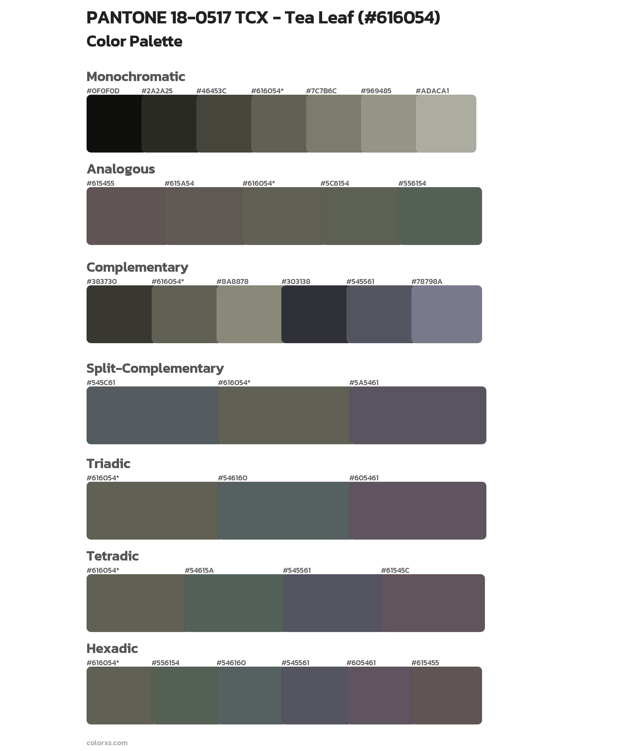 PANTONE 18-0517 TCX - Tea Leaf Color Scheme Palettes