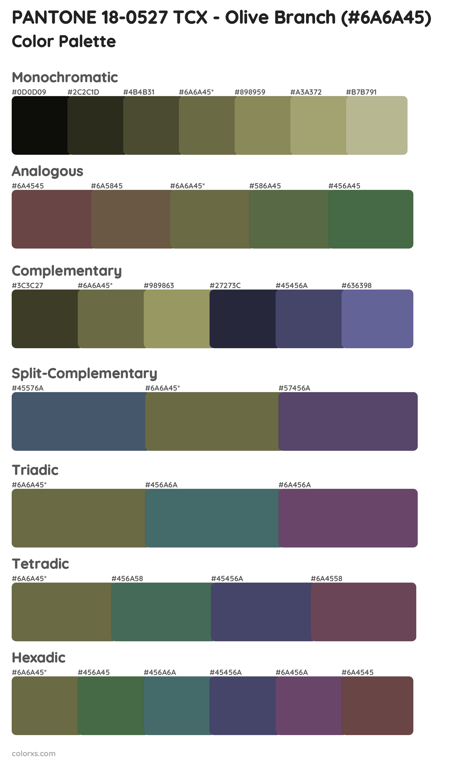 PANTONE 18-0527 TCX - Olive Branch Color Scheme Palettes
