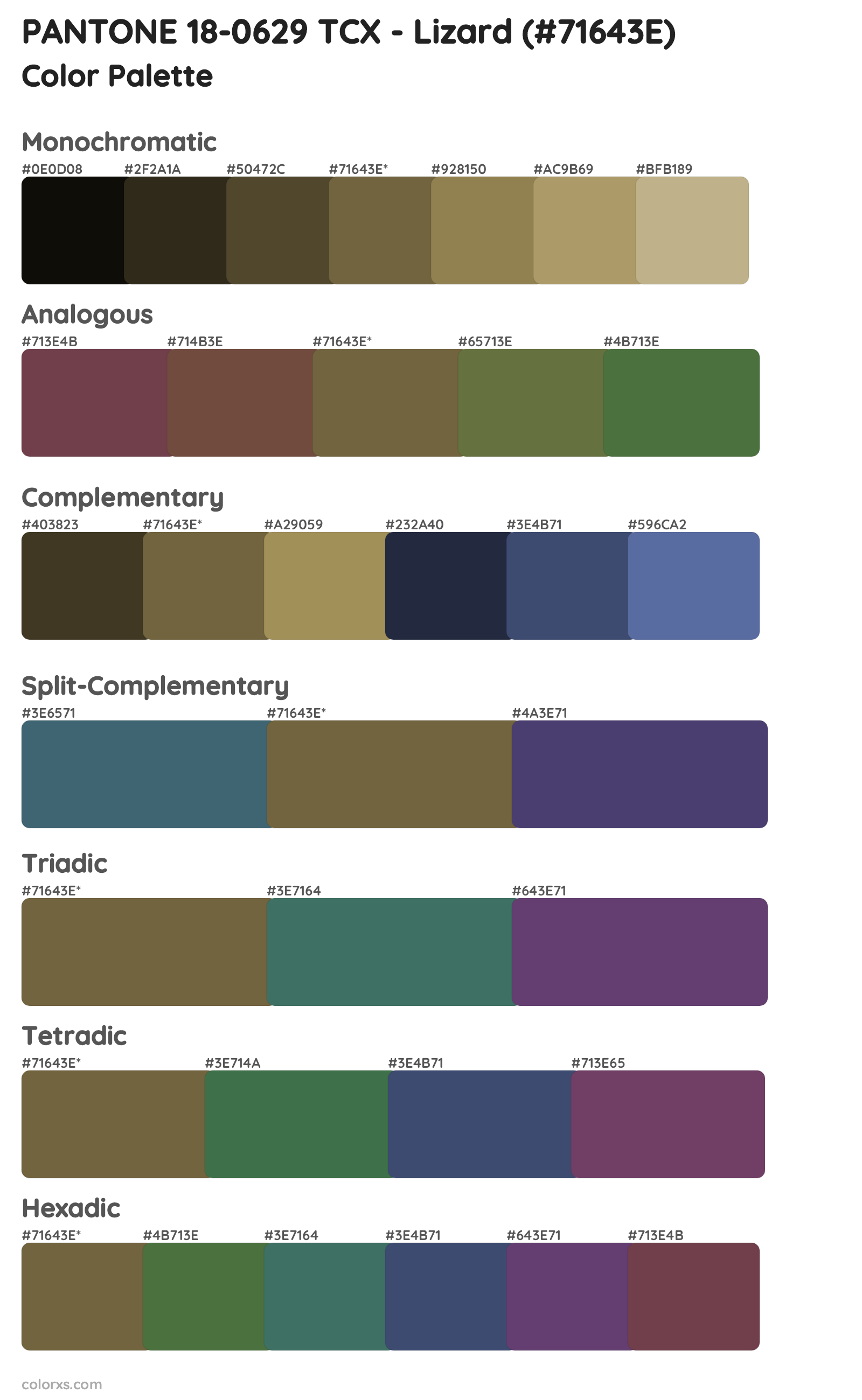 PANTONE 18-0629 TCX - Lizard Color Scheme Palettes