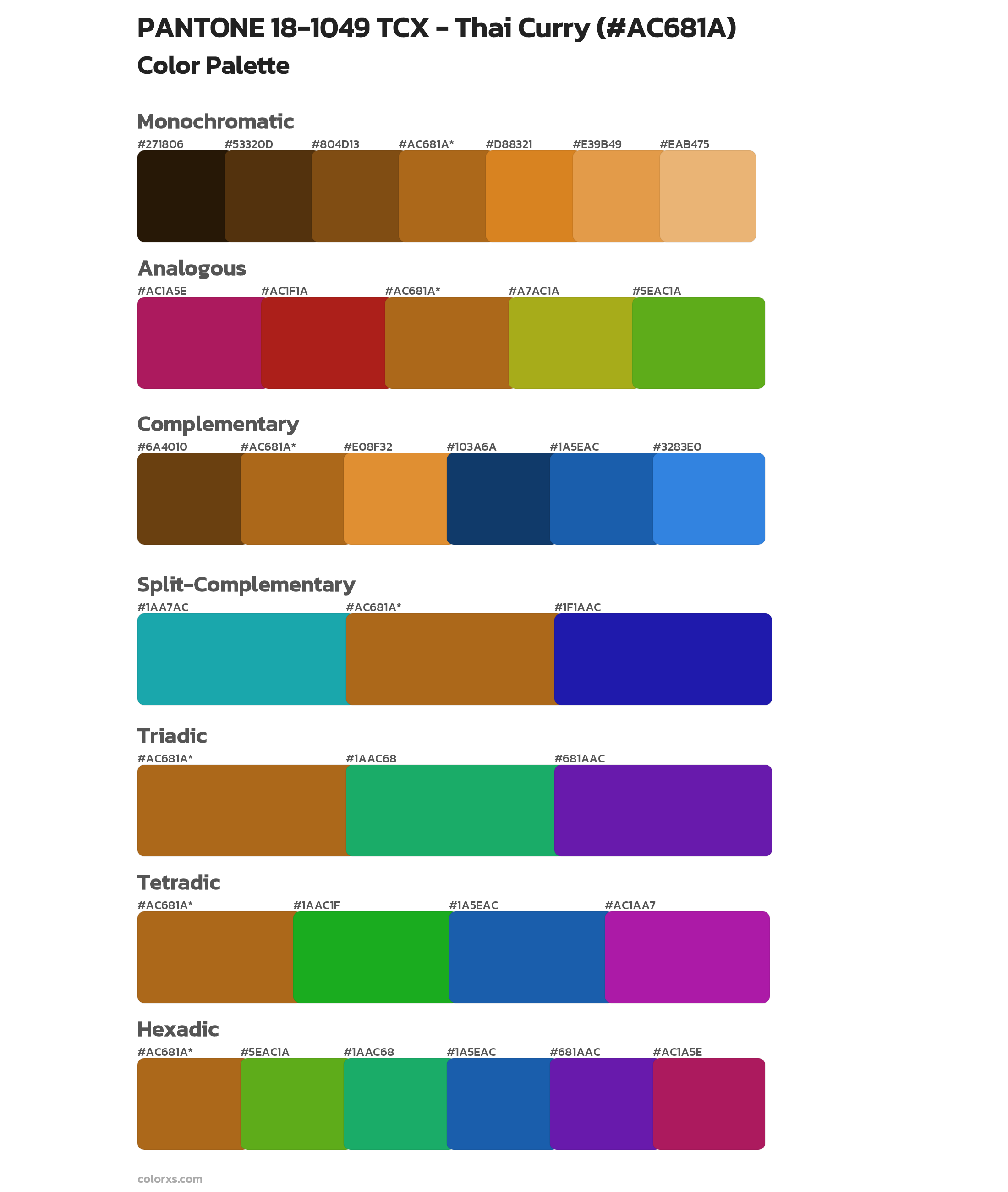 PANTONE 18-1049 TCX - Thai Curry Color Scheme Palettes